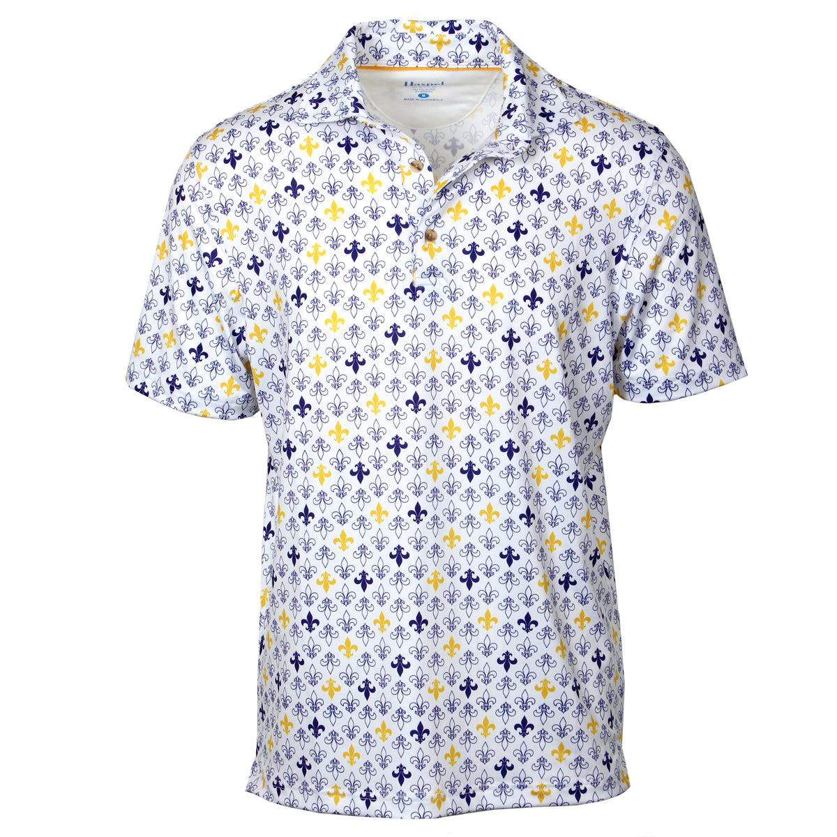 White Ground Fleur De Lis Performance Polo