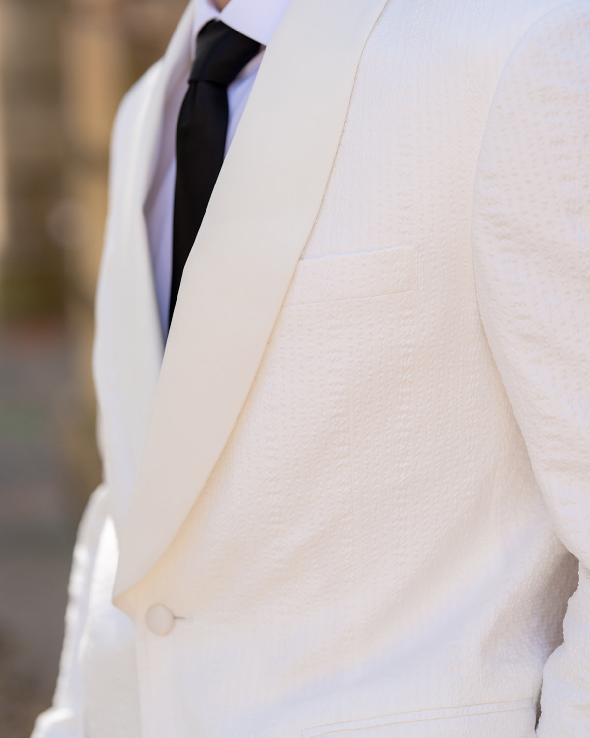 Audubon White Seersucker Shawl Dinner Jacket