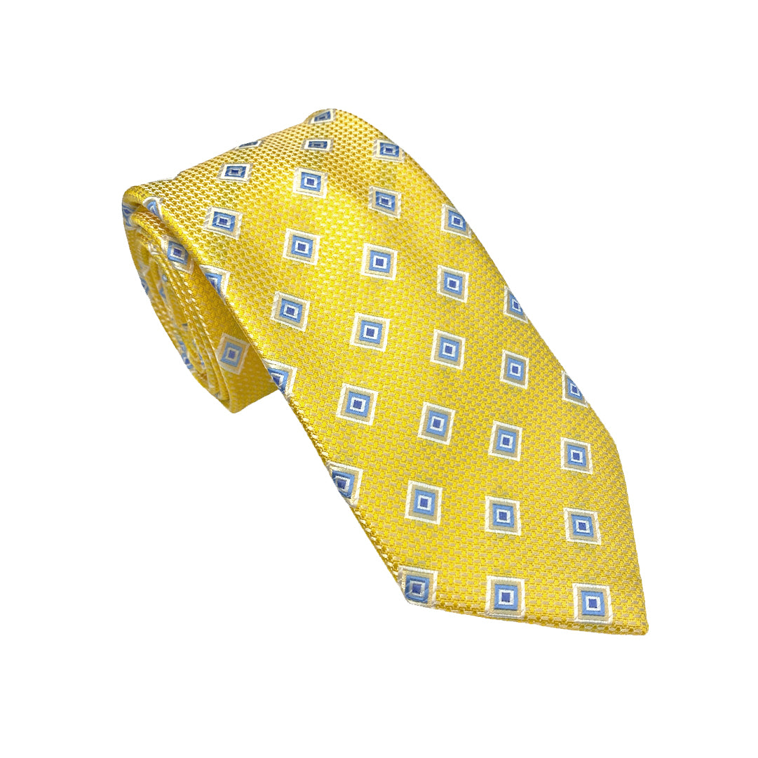 Yellow with Oversized Blue Boxes Tie