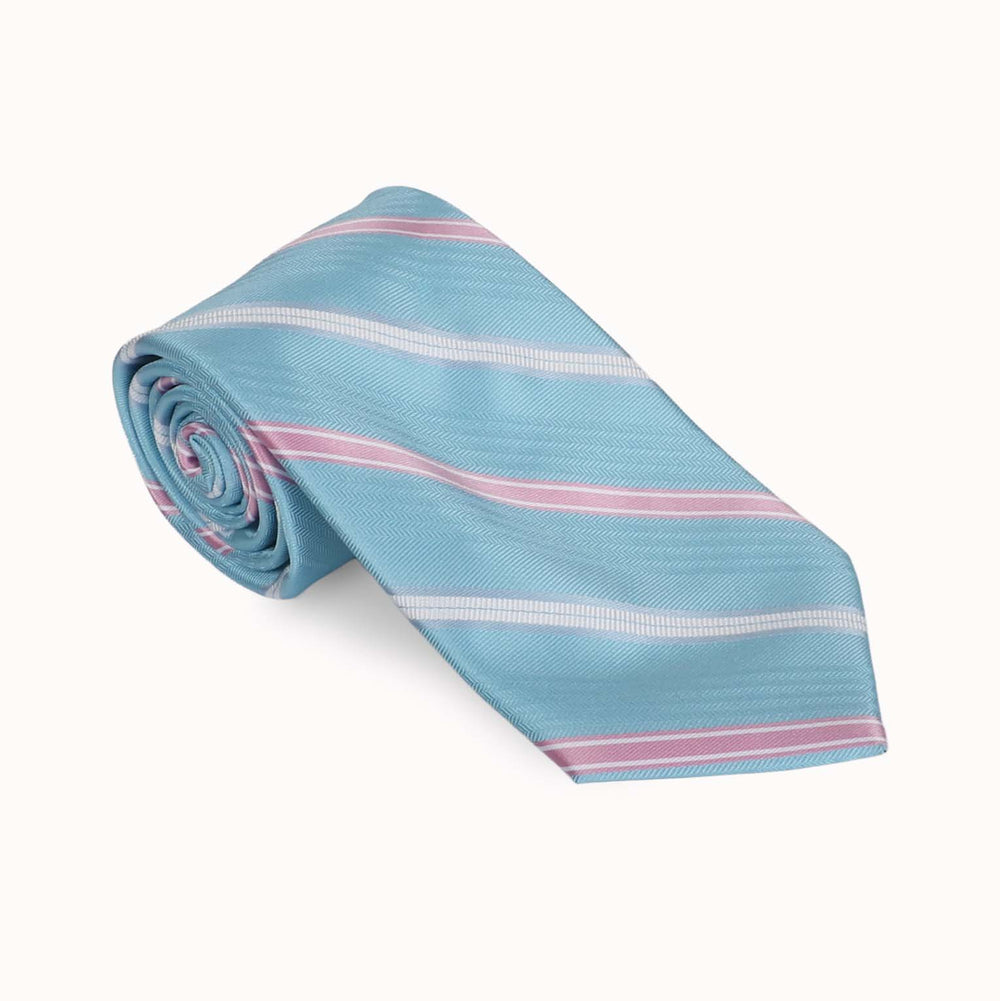 Aqua with Pink & White Stripe