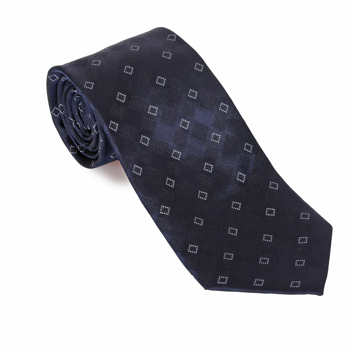 Navy with White Diamond Jacquard Silk Tie