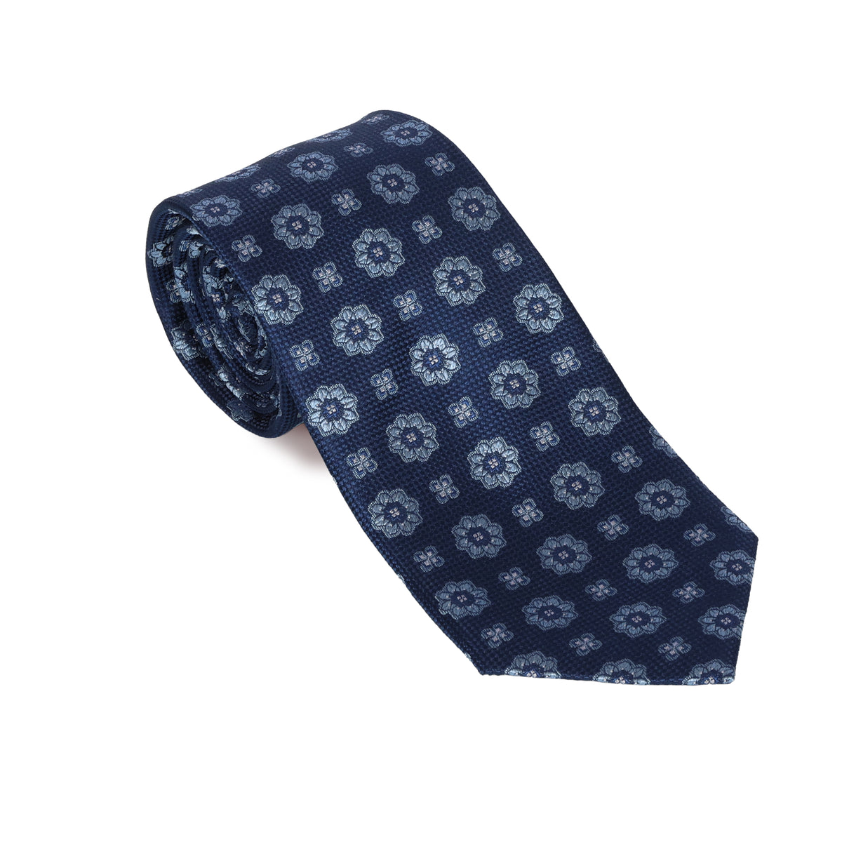 Blue with Lt. Blue Medallions Silk Tie