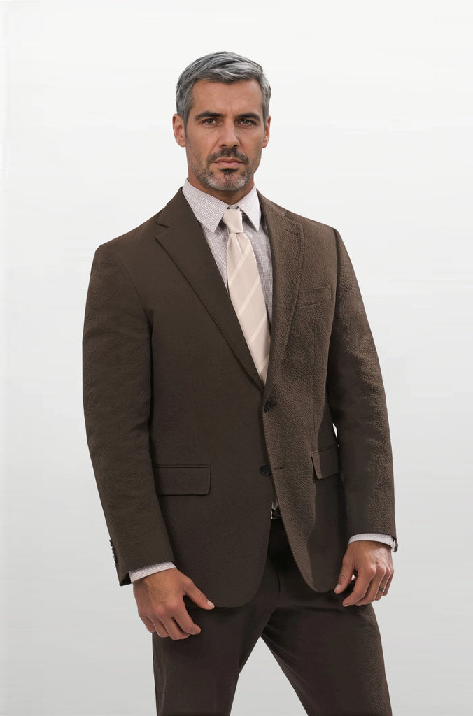 Chicory Brown Seersucker Stretch Sport Coat - Audubon Classic Fit