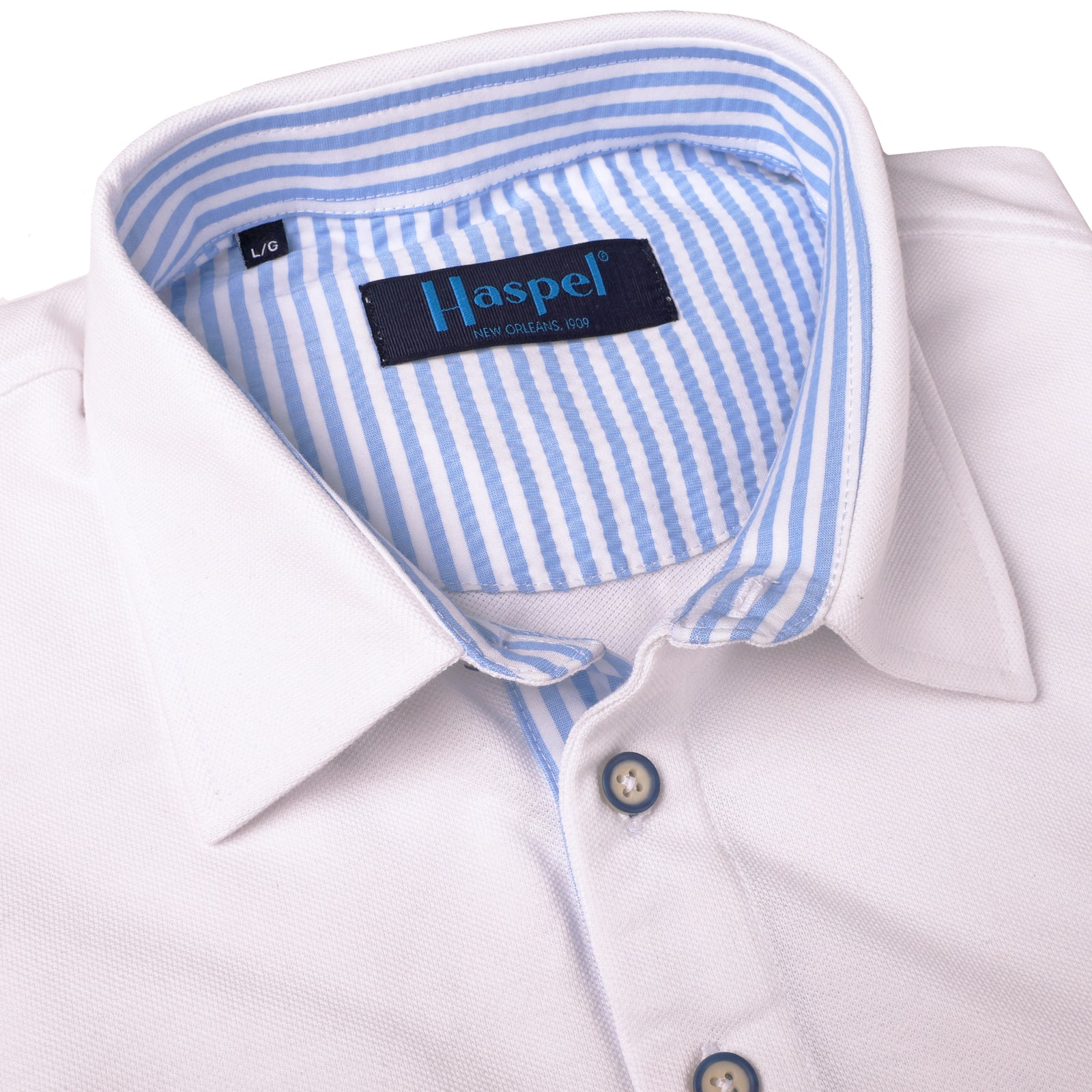 Experience the ultimate comfort and style with this incredibly soft pique polo. Enjoy the simple yet high-quality design of a true Haspel polo, complete with seersucker detailing.&nbsp;
