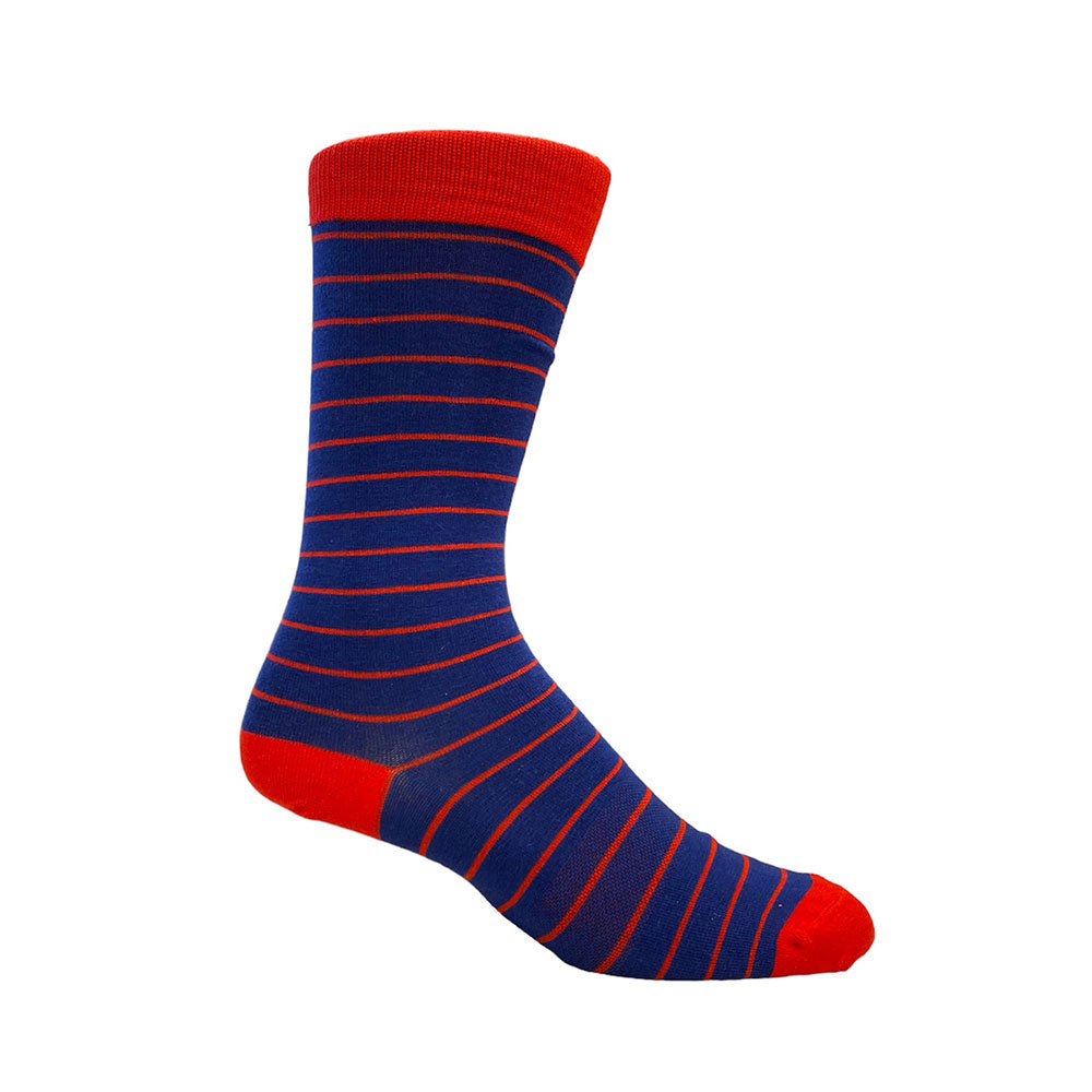 Stripes are our game, make them a part of yours. Life is too short to wear boring socks! #damnright  70% Mercerized Cotton 29% Nylon 1% Spandex Fits Size 8-12 Machine Washable Made in the USA Return Policy