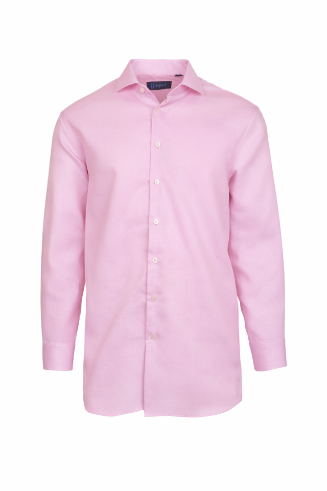 Prato Pink Textured Solid Dress Shirt