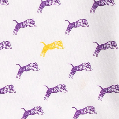 Purple &amp; Gold Jumping Tiger Performance Polo