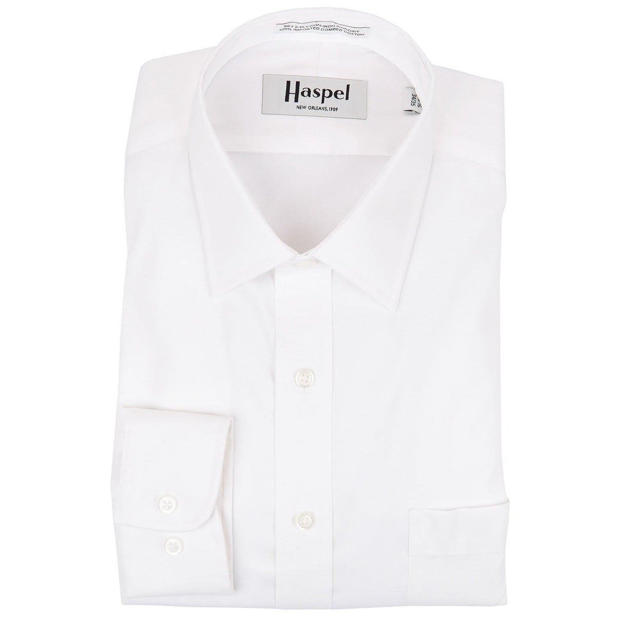 Dauphine Solid White Broadcloth Dress Shirt - Haspel ClothingNo hassle, only Haspel means no wasting time on multiple websites to complete your look. You can find all the classic men&#39;s dress shirts here that were carefully chosen to pair up with our unique, lightweight men&#39;s suits.