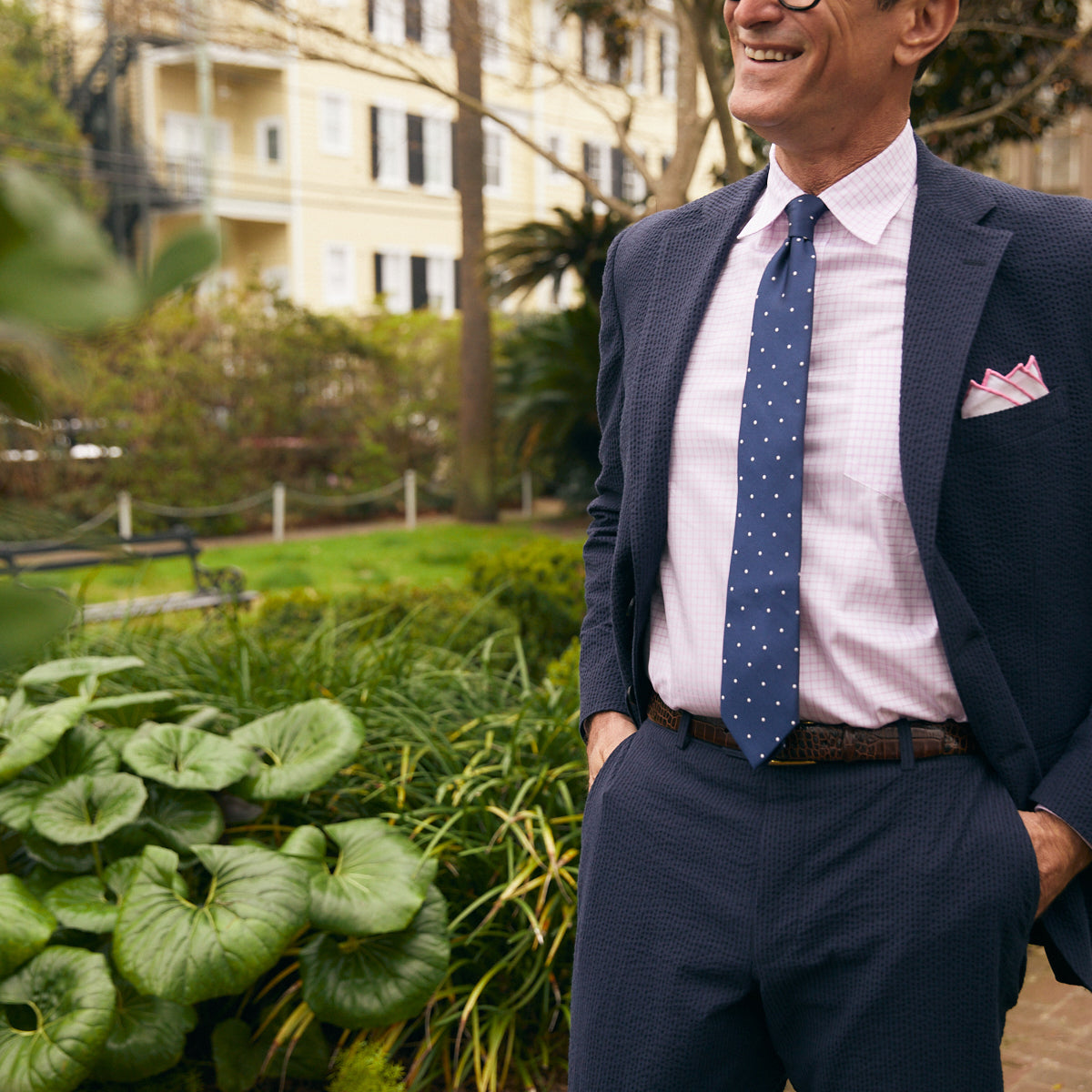 Vieux Carre Navy/Black Seersucker Stretch Pant
