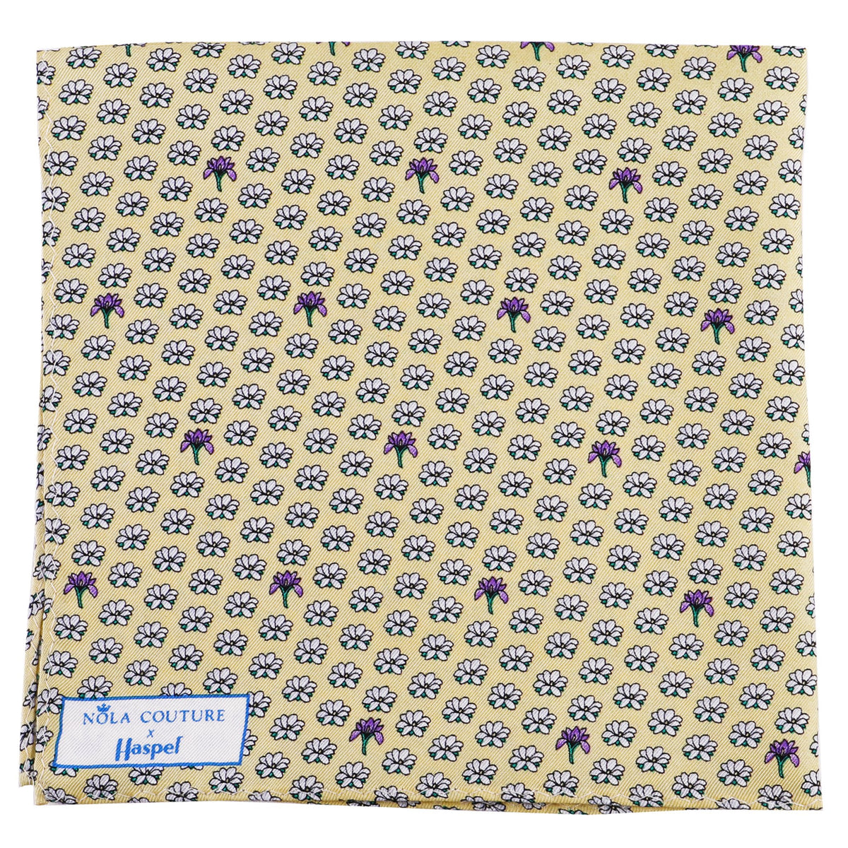 Limited Edition NOLA Couture X Haspel Yellow Magnolia Print Pocket Square - O/S
