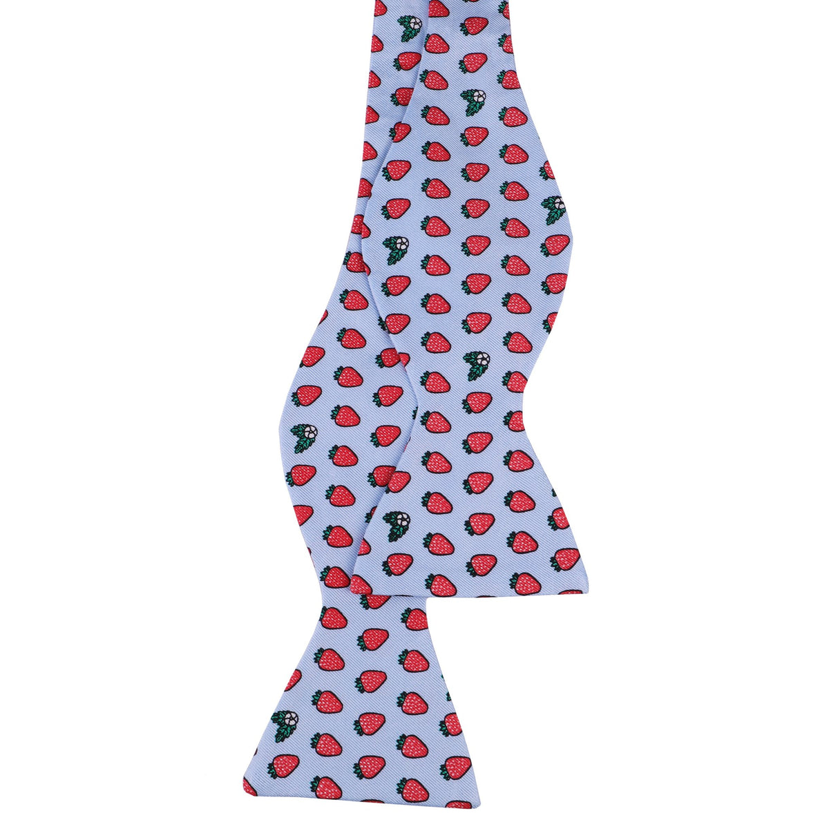 Limited Edition NOLA Couture X Haspel Lt. Blue Strawberry Print Bow Tie - O/S