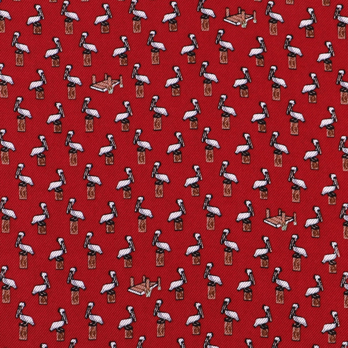 Limited Edition NOLA Couture X Haspel Red Pelican Print Pocket Square - O/S