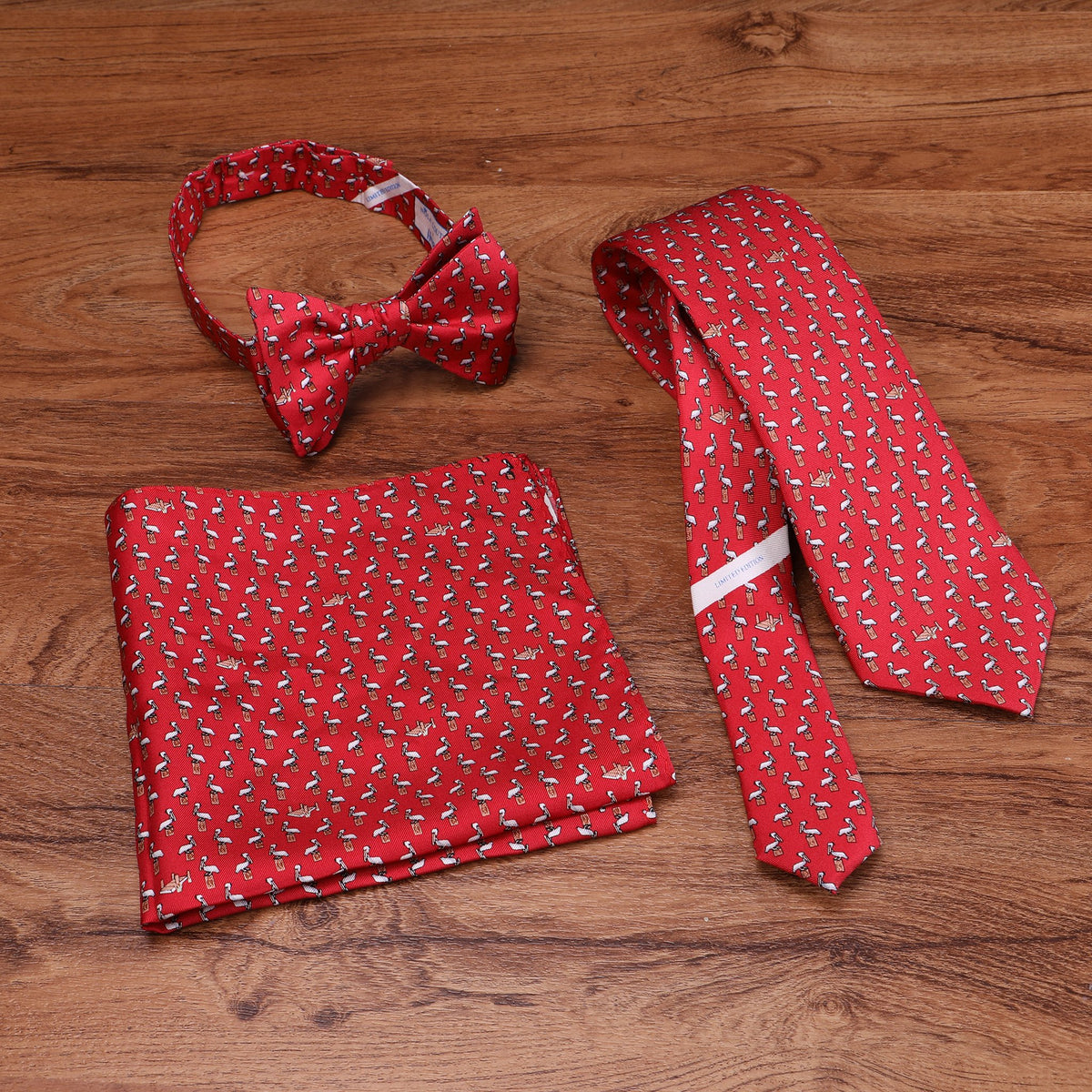 Limited Edition NOLA Couture X Haspel Red Pelican Print Tie - O/S