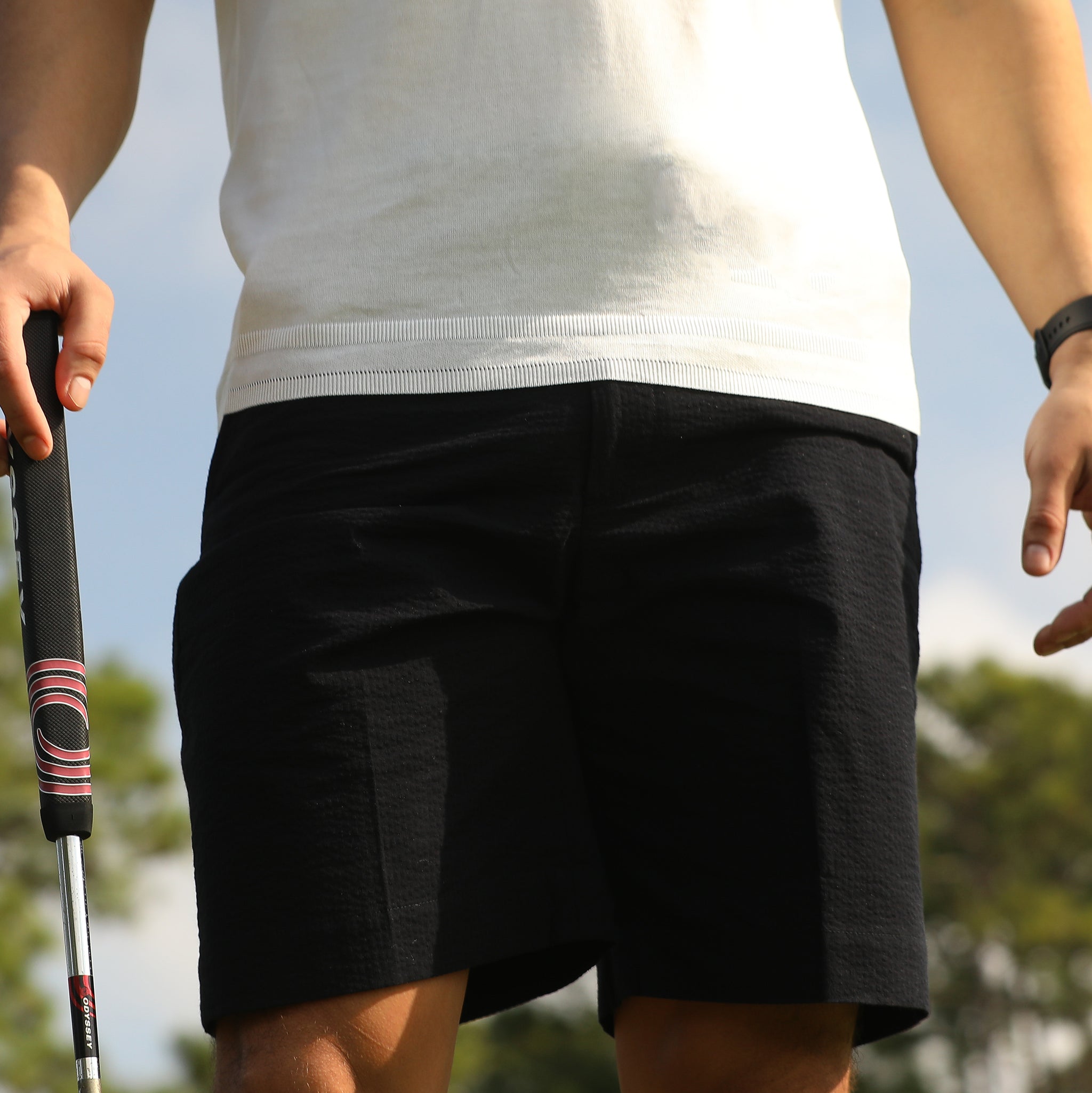 Men's Polos, Sorrento White Fine Ribbed Light Weight Polo