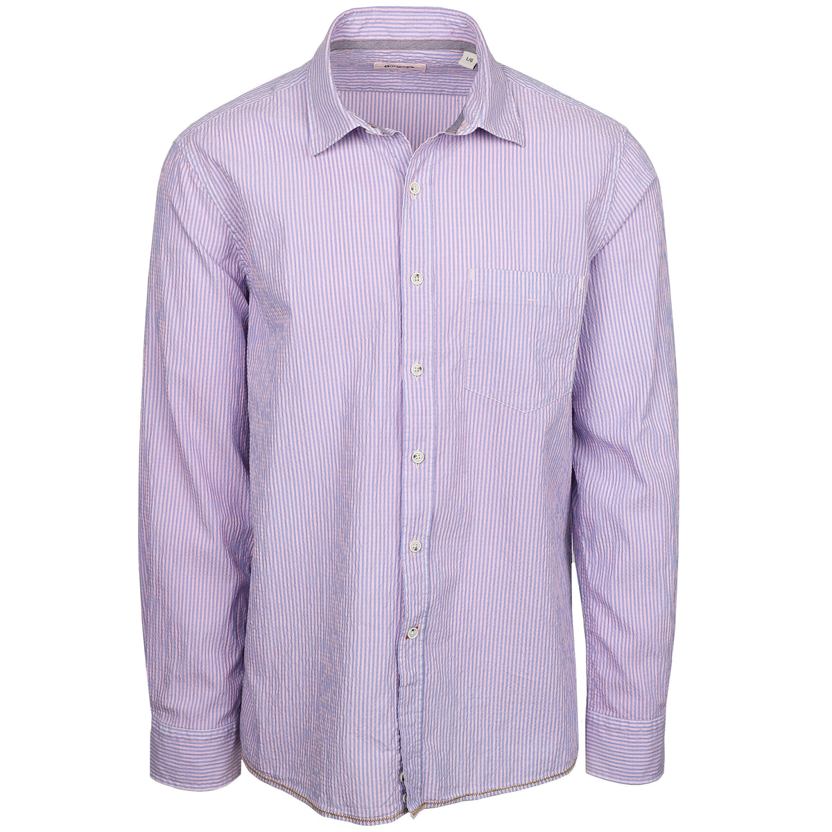 Look oh-so-cool and stay feeling hot with this Maratea PInk Seersucker Garment Dyed Long Sleeve Shirt. Crafted from lightweight seersucker fabric that&#39;s craft fully dyed for a unique look, you&#39;ll be ready for warm weather, whatever the season. Pucker up for a style that&#39;ll have onlookers in awe.