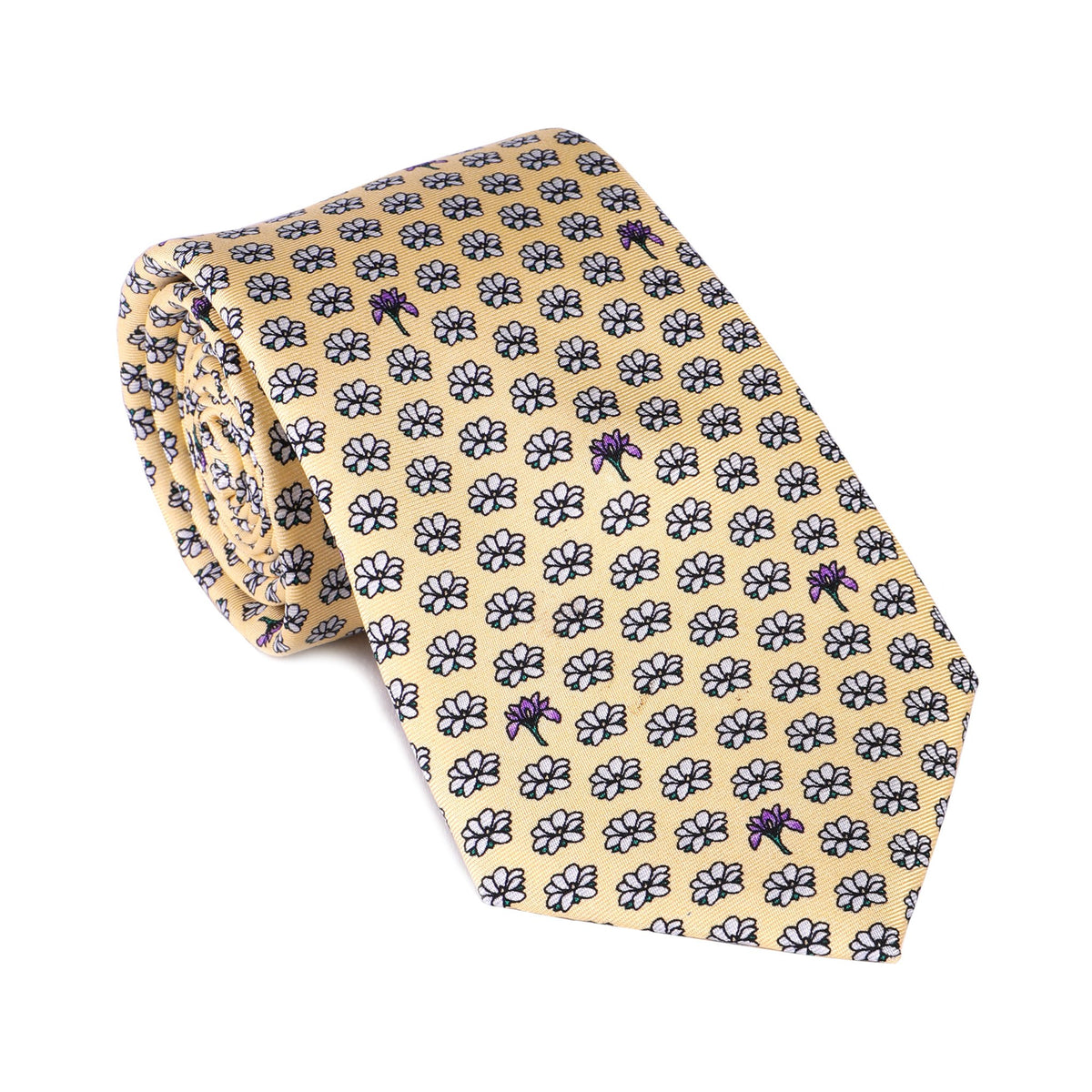 Limited Edition NOLA Couture X Haspel Yellow Magnolia Print Tie - O/S