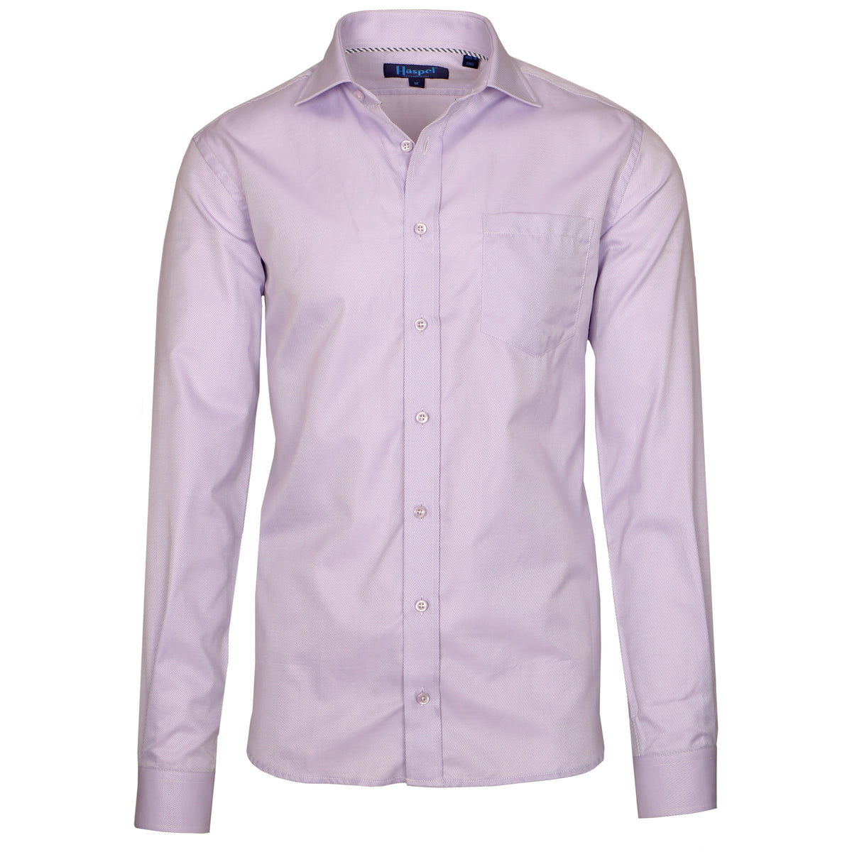 Relax in our cottony perfection in soft lavender. Purple in pastel hue is the perfect juxtaposition to your rugged good looks.  100% Cotton  •  Long Sleeve  •  Spread Collar  •  Chest Pocket  •  Button Cuff  •  Machine Washable  •  Made in Italy Return Policy