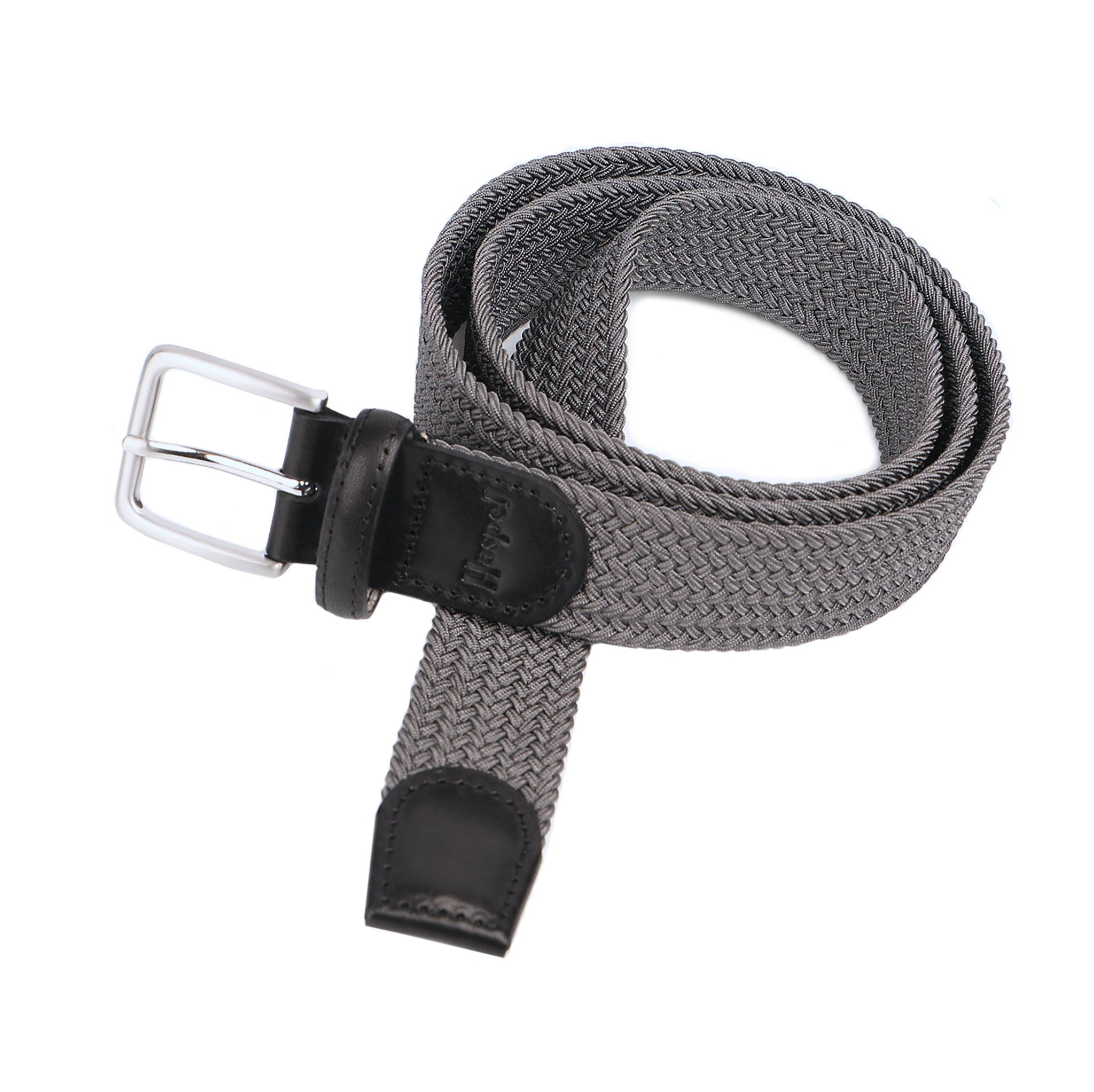 Belt, Grey Solid Elastic Braided Belt