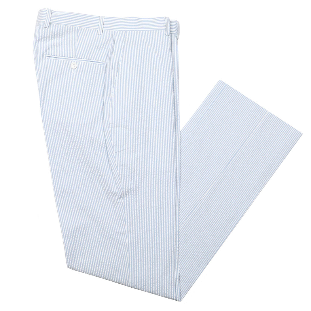 Classic milk & sugar seersucker at its best with new stretch fabric and maximized pucker. Sweeter than sugar cane and cool as a New Orleans sno-ball.  97% Cotton / 3% Lycra Haspel Exclusive Seersucker Stretch Fabric  ‚óç  Maximized Seersucker Pucker  ‚óç  Audubon Classic Fit  ‚óç  Flat Front  ‚óç  Unfinished Bottom  ‚óç  Dry Clean  ‚óç  Made in USA