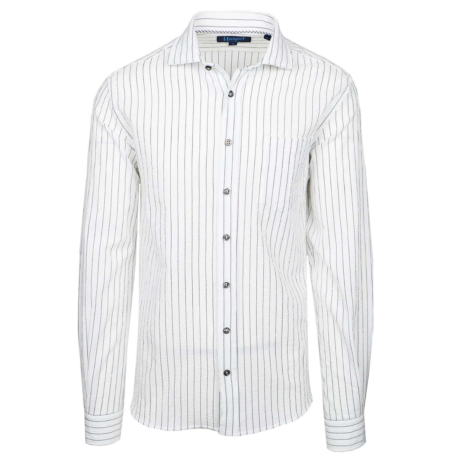 Seersucker stripes for the win. Subtle, classic, and ready for some bon temps.  100% Cotton Seersucker • Spread Collar • Long Sleeve • Chest Pocket • Machine Washable • Made in Italy