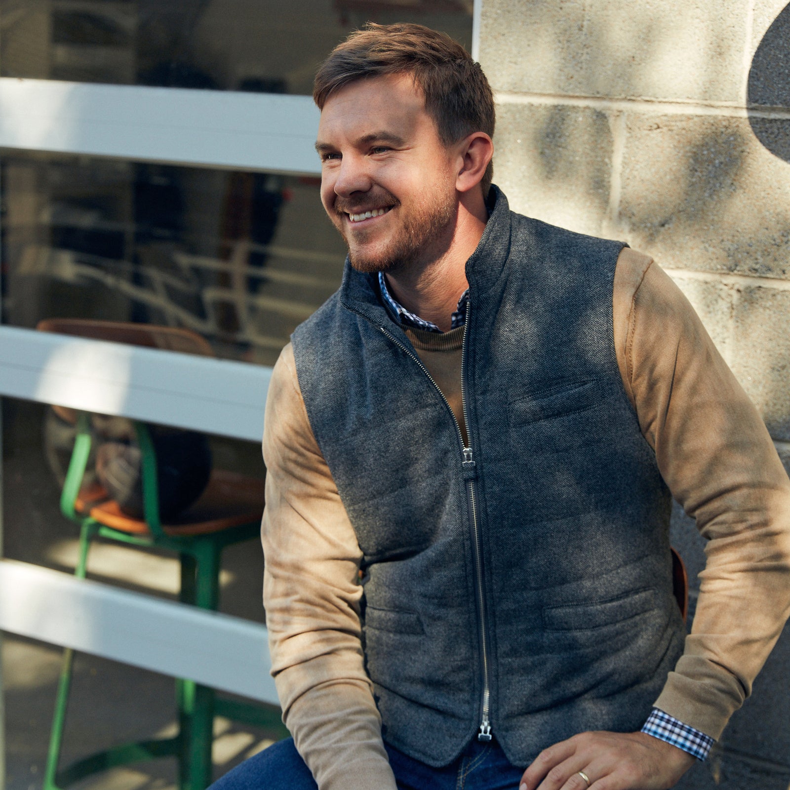 Versatility and style to keep your look zipped up in any season.  100% Cotton  •  Quilted Wool Blend Shell  •  Lined and Filled with Polyester  •  Full Metal 2-Way Zipper  •  Dry Clean Only  •  Imported