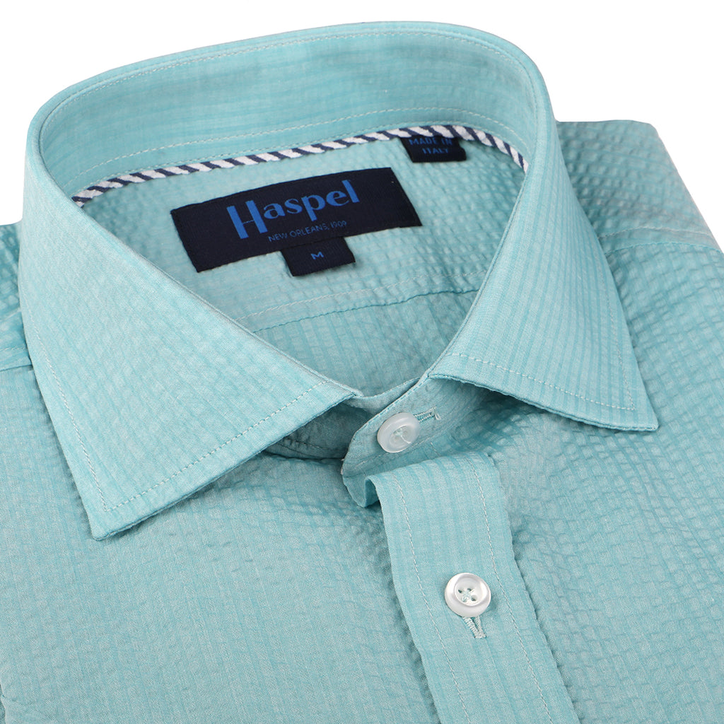 Freret Short Sleeve Teal Solid Seersucker Freret Short Sleeve Teal Solid Seersucker