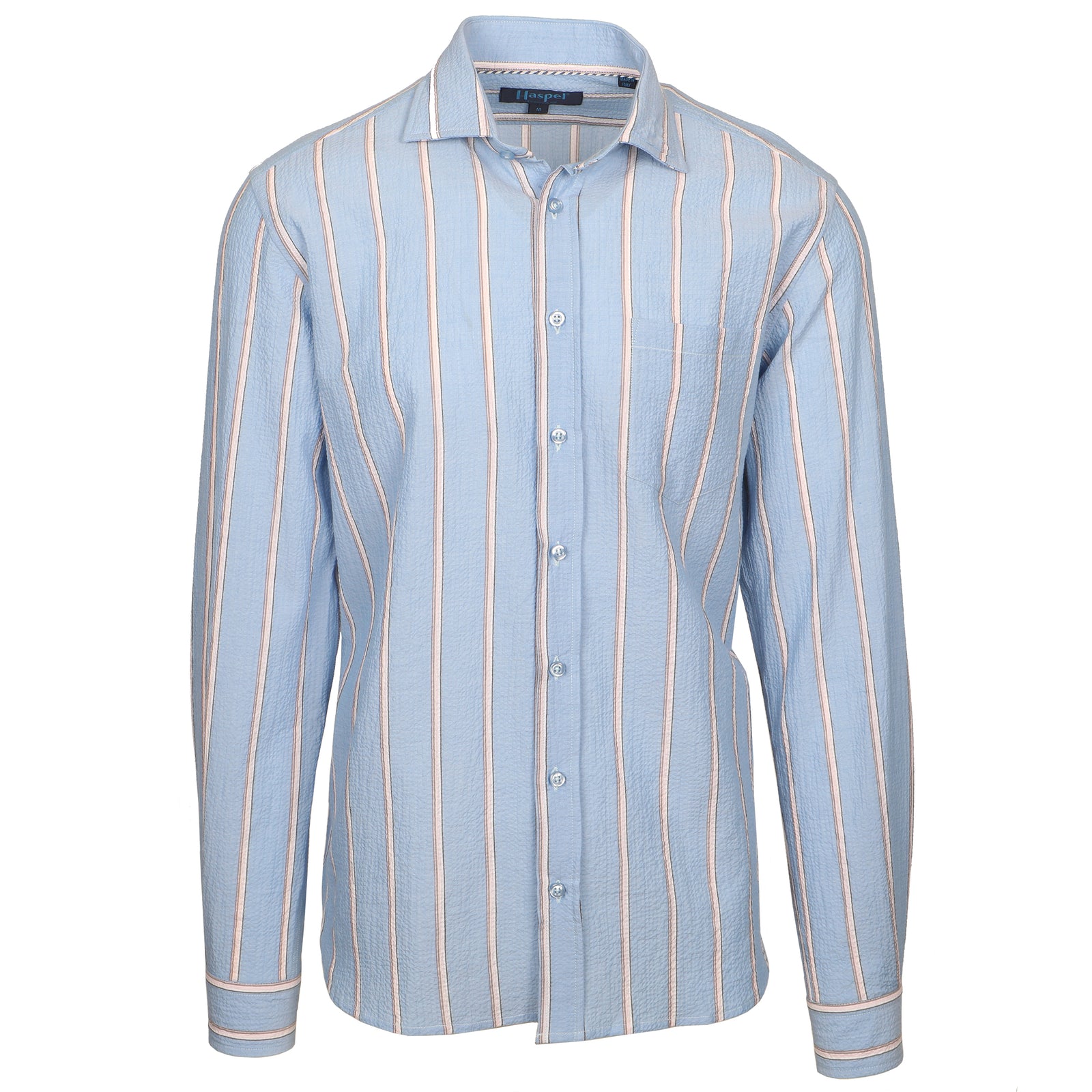 Seersucker is our game, let us help you with yours. Distinctive stripes to stand out and our unique seersucker texture to keep you cool.  100% Cotton Seersucker  •  Spread Collar  •  Long Sleeve  •  Chest Pocket  •  Machine Washable  •  Made in Italy