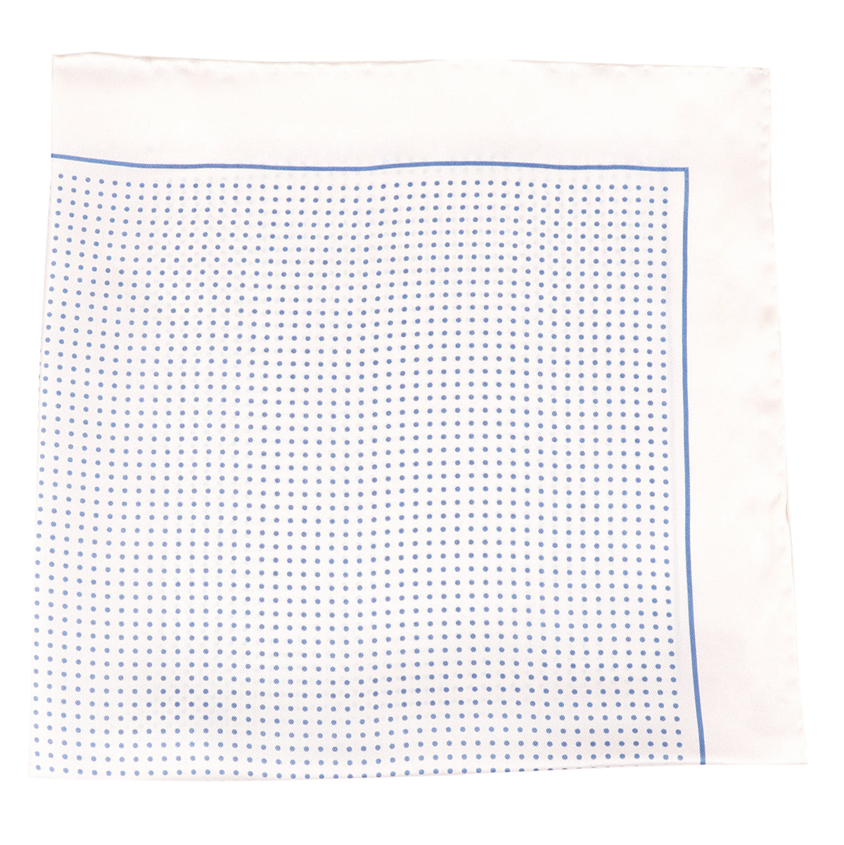White with Blue Dots Silk Pocket Square