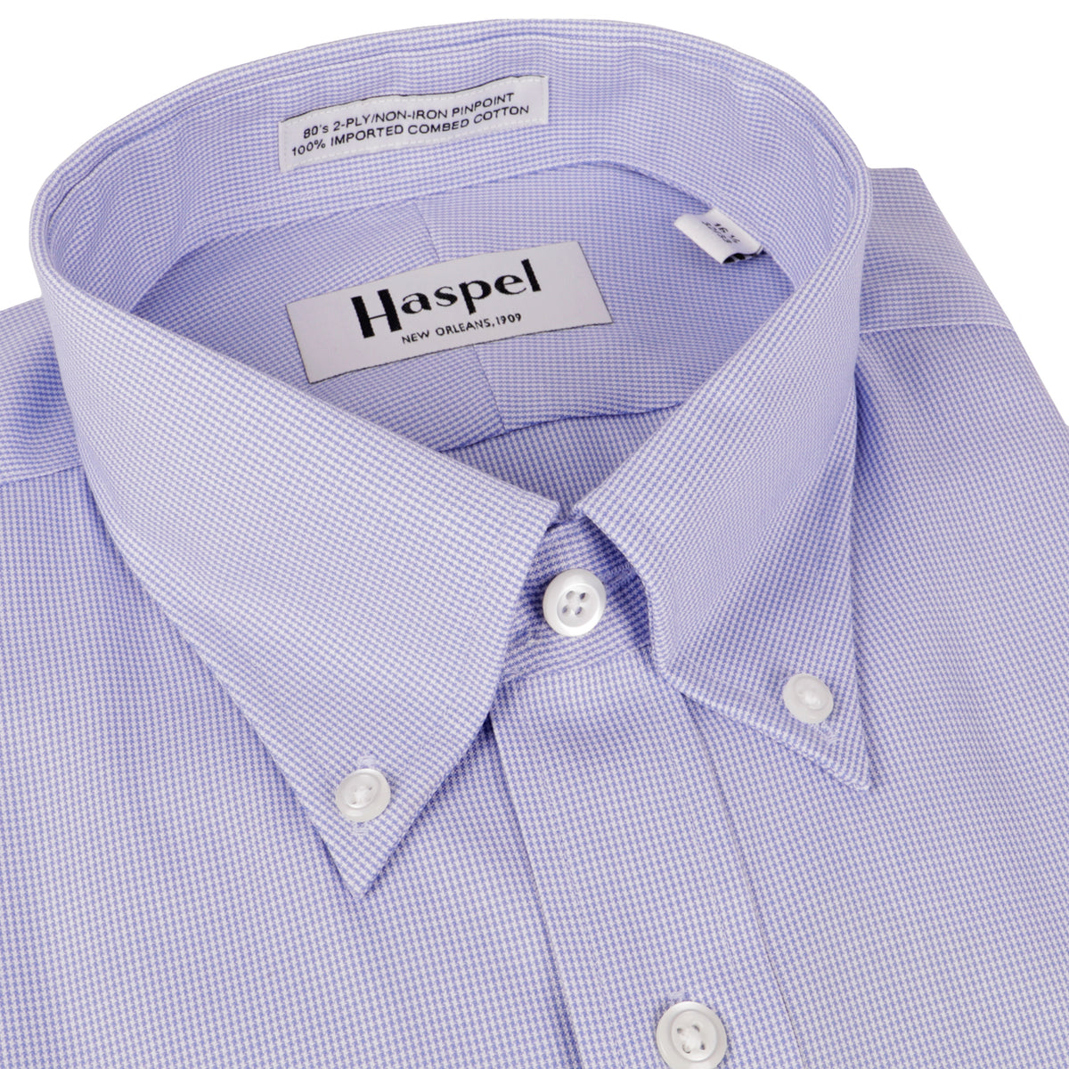 Howard Lt. Blue Mini Houndstooth (Regular Fit) Dress Shirt - Button Down Collar