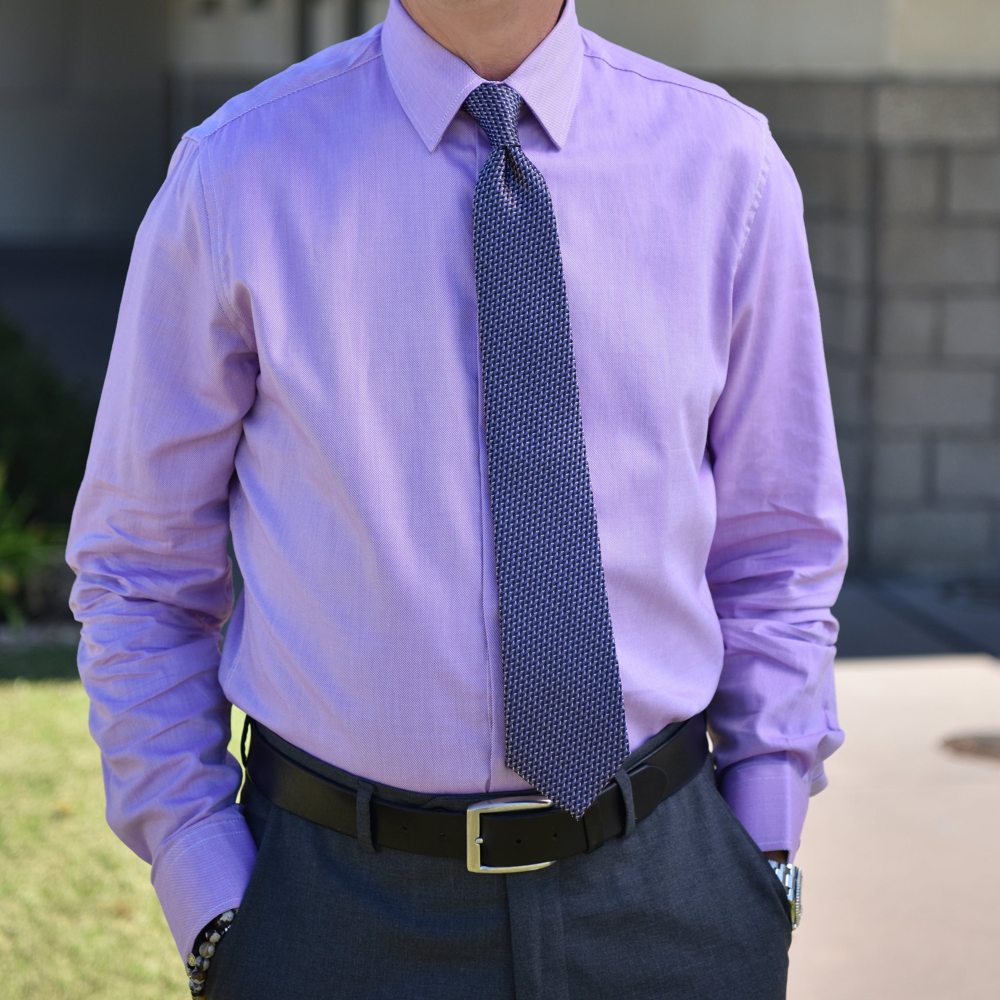 purple dress shirt Men's Basic Solid Color Button Up Dress Shirt (Purple) Purple / Medium/15-15.5 Neck/32-33 Sleeve