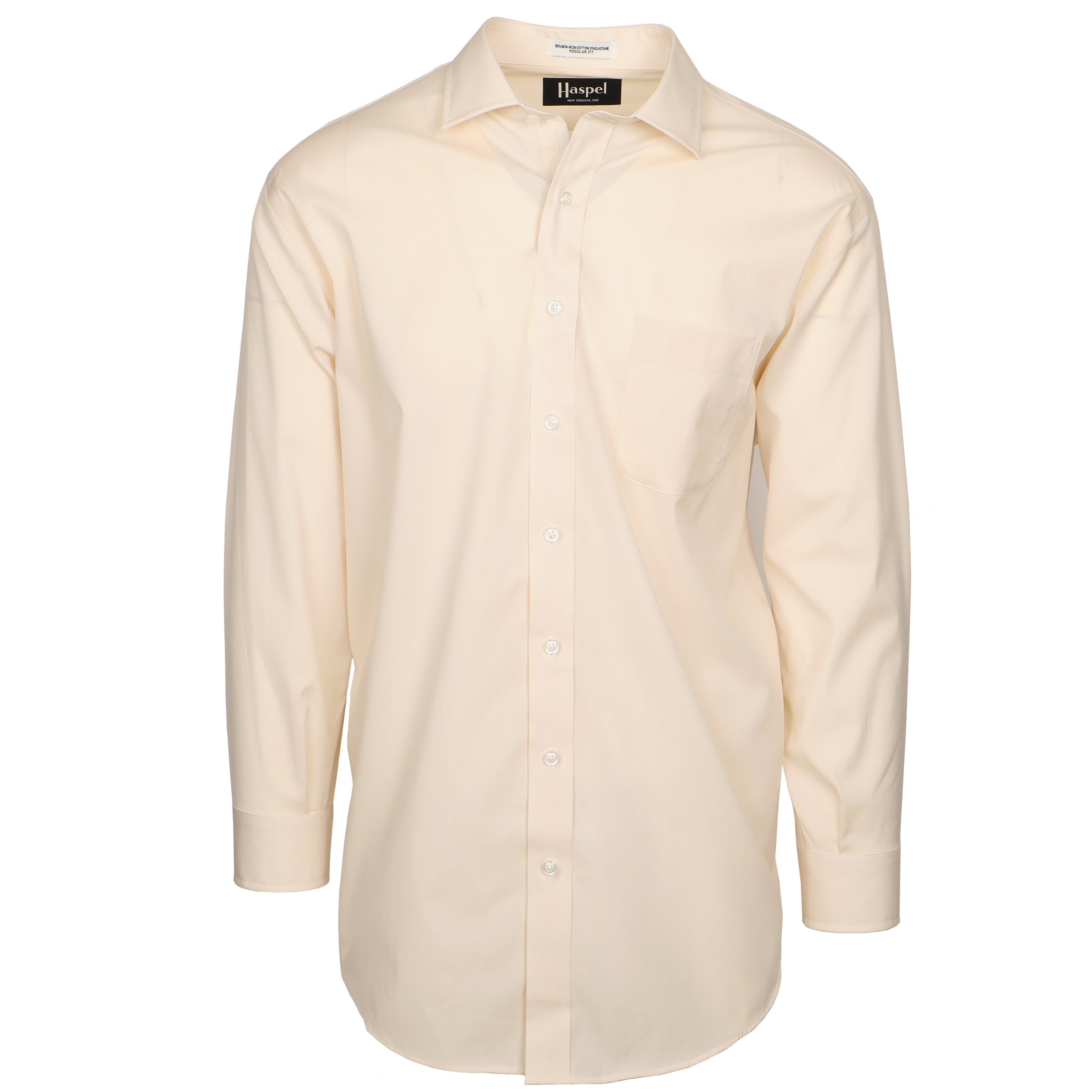 beige dress shirt Men's Slim Fit Solid Color Dress Shirt (Beige) Beige / Large/16-16.5 Neck/32-33 Sleeve