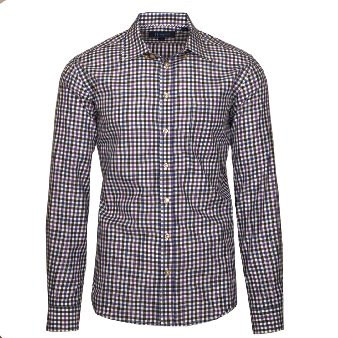 Ode to some Mardi Gras flair, but toned down enough just for you. Relax and enjoy the luxury of 100% cotton. Keep the heat in check in check.   100% Cotton ‚óç Button Down Collar ‚óç Long Sleeve ‚óç Contrast Buttons ‚óç Chest Pocket ‚óç Machine Washable ‚óç Made in Italy