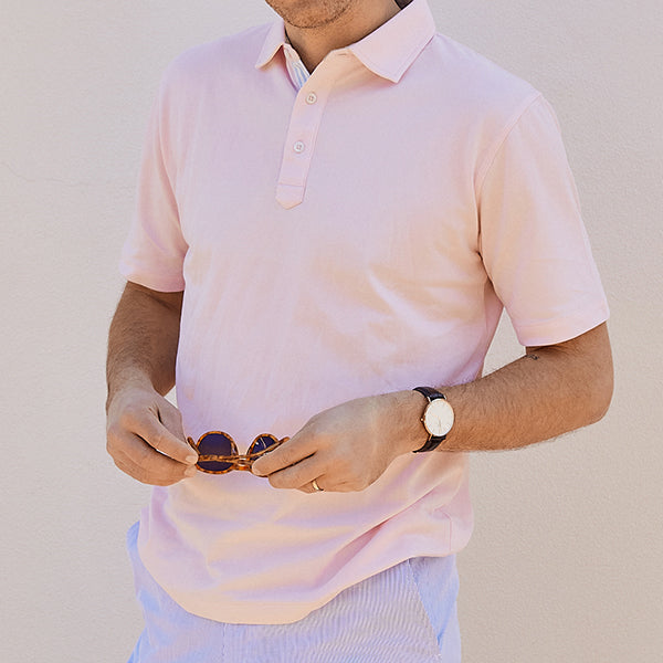 The softest pique polo to ever drape your statuesque torso. Enjoy that future perma-grin as you experience the touch and feel of a shirt that&#39;s simple in nature but exudes the quality of a Haspel man.  Our Signature Seersucker Piping and Placket • 3 Button Placket • Open Sleeve • Tagless/Printed Label for Ultimate Comfort • Stretch Comfort • 60% Cotton / 40% Polyester • Machine Washable • Return Policy