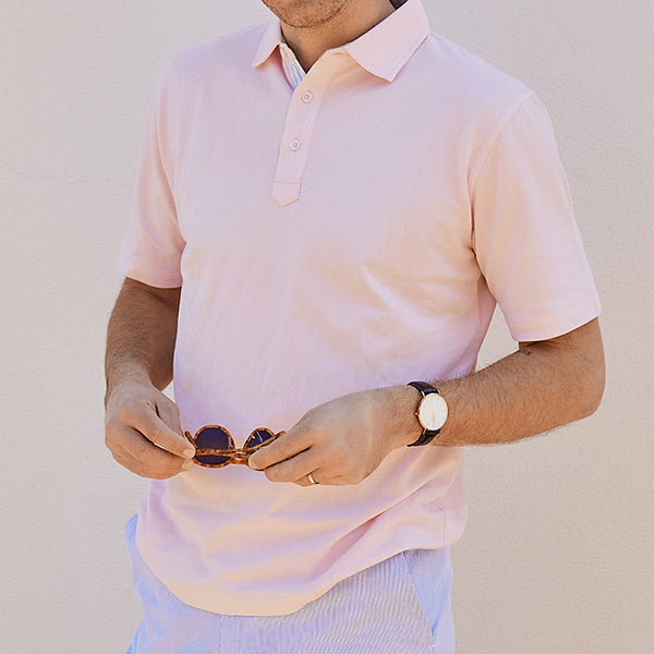 The softest pique polo to ever drape your statuesque torso. Enjoy that future perma-grin as you experience the touch and feel of a shirt that's simple in nature but exudes the quality of a Haspel man.  Our Signature Seersucker Piping and Placket • 3 Button Placket • Open Sleeve • Tagless/Printed Label for Ultimate Comfort • Stretch Comfort • 60% Cotton / 40% Polyester • Machine Washable • Return Policy