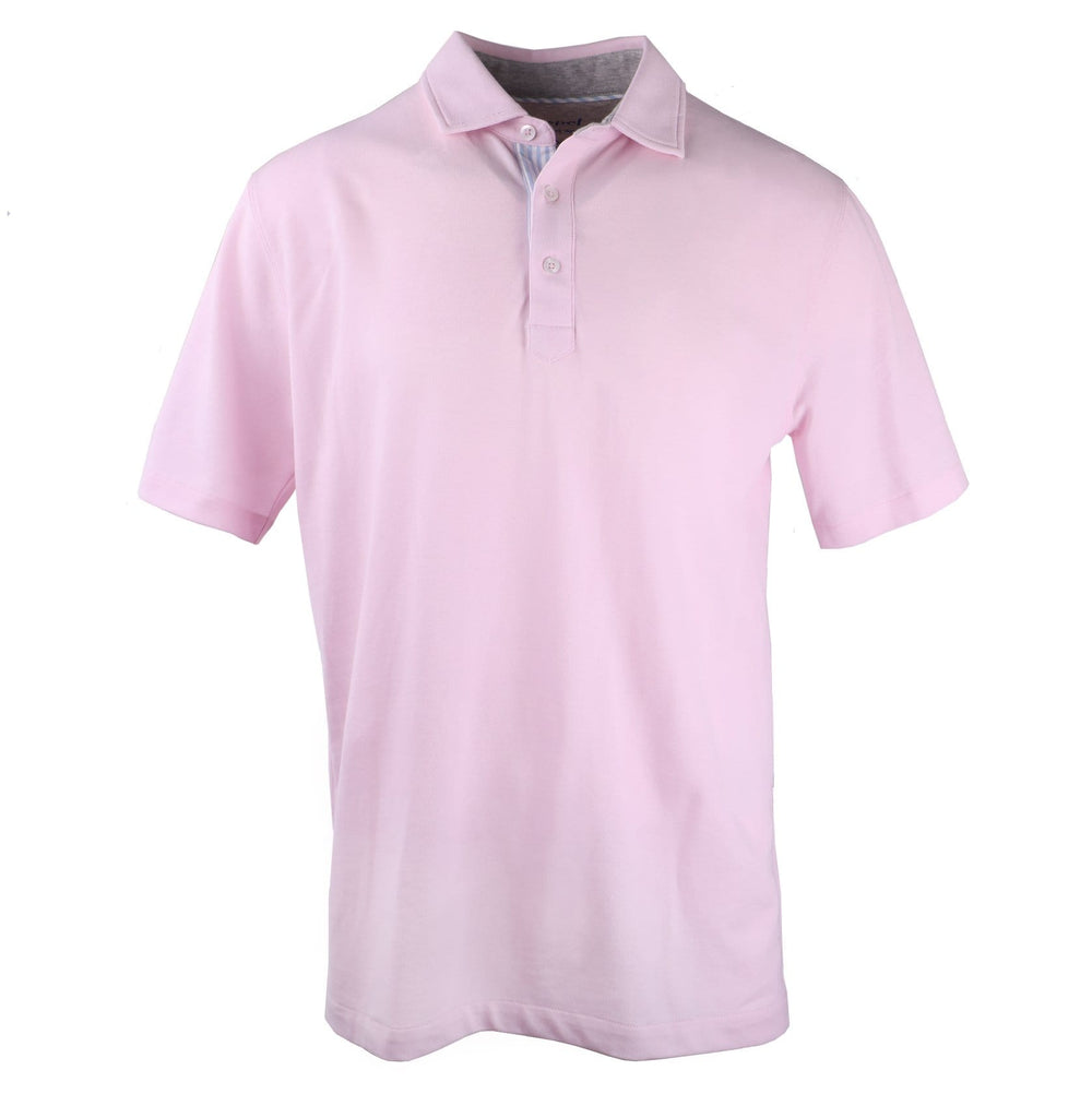 Fulton Pink Stretch Pique PoloThe softest pique polo to ever drape your statuesque torso. Enjoy that future perma-grin as you experience the touch and feel of a shirt that's simple in nature but exudes the quality of a Haspel man.  Our Signature Seersucker Piping and Placket • 3 Button Placket • Open Sleeve • Tagless/Printed Label for Ultimate Comfort • Stretch Comfort • 60% Cotton / 40% Polyester • Machine Washable • Return Policy