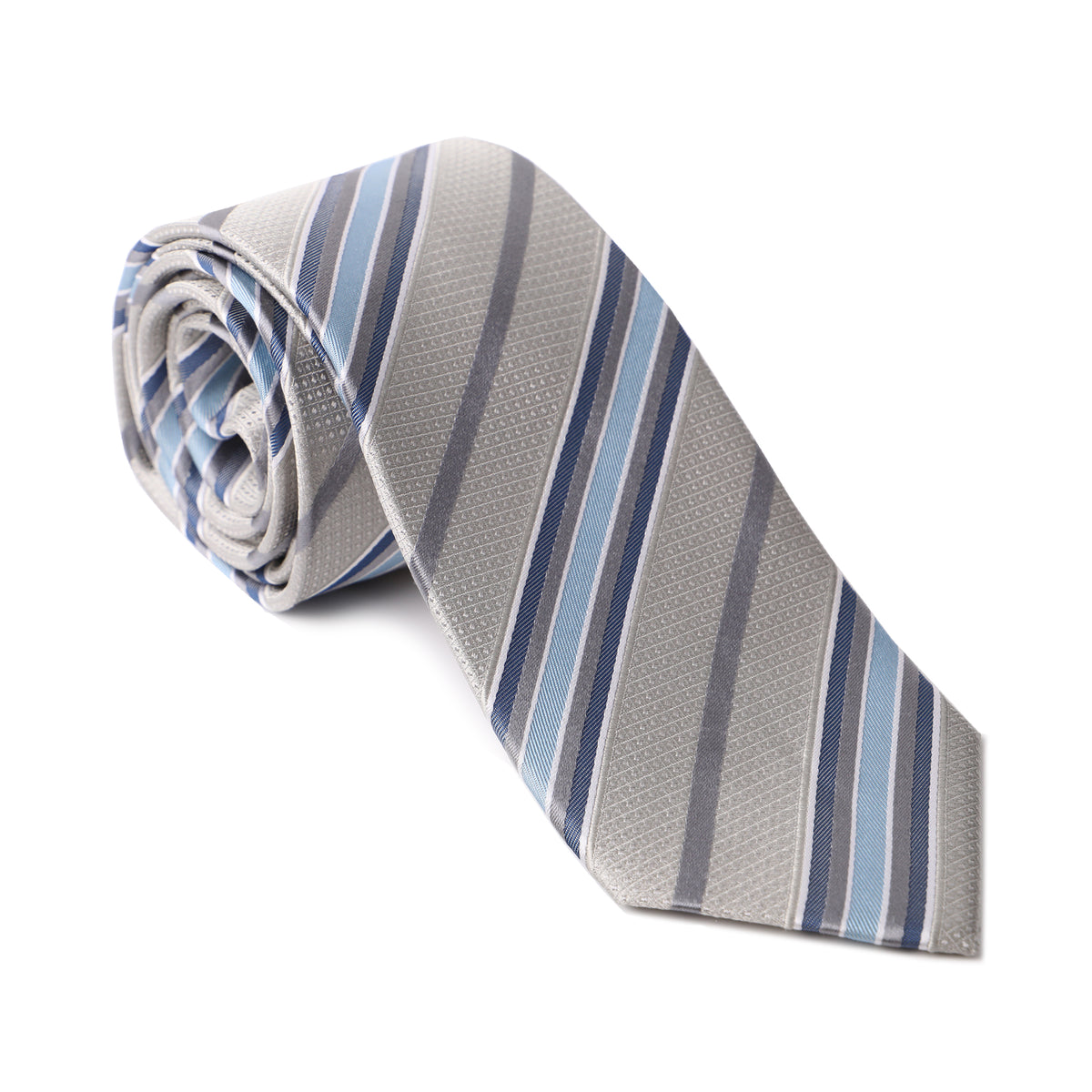 Grey &amp; Blue Repp Stripe