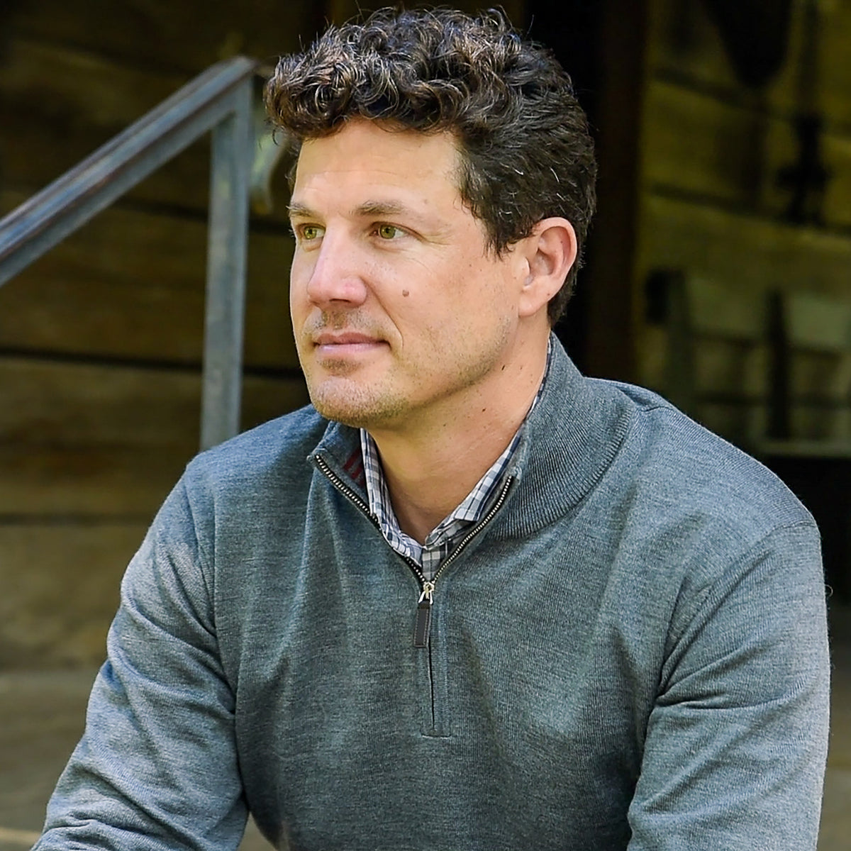 Lafayette Gray Quarter Zip Sweater