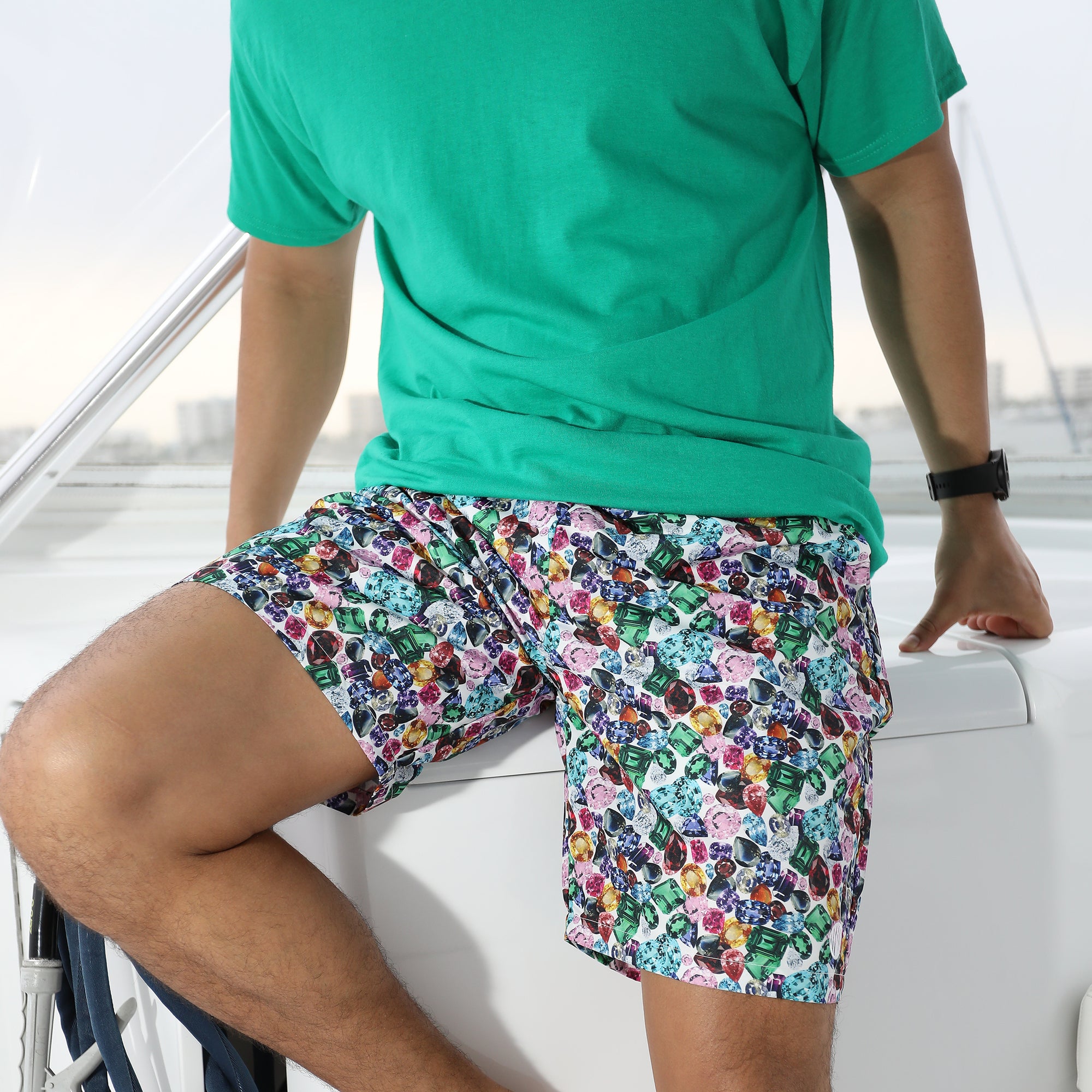 The jewel of the sea and a bold beachy look. No uncomfortable netting here. Only the best compression lining and the best cooling cotton seersucker. Available in three classic patterns. 