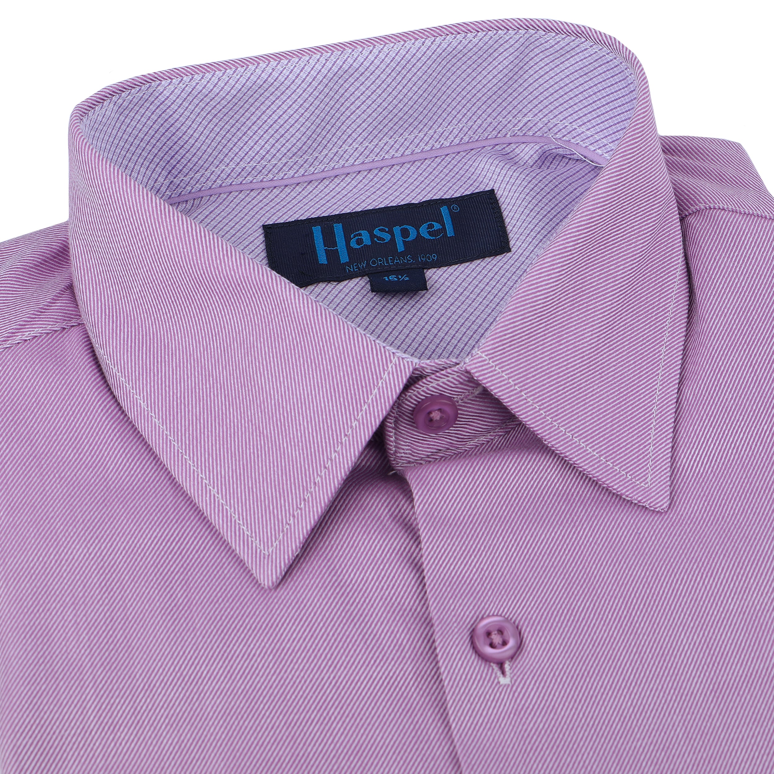 Men's Long Sleeve Shirts | Lavendar Diagonal Solid | Haspel