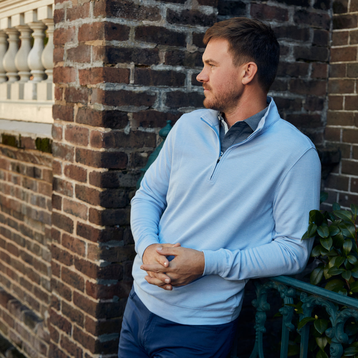 Experience the lightweight comfort of our newest quarter zips. Perfect for those cool nights and made for all your travels.   51% Acrylic / 34% Rayon / 15% Spandex • Quarter Zip • Machine Wash • Imported