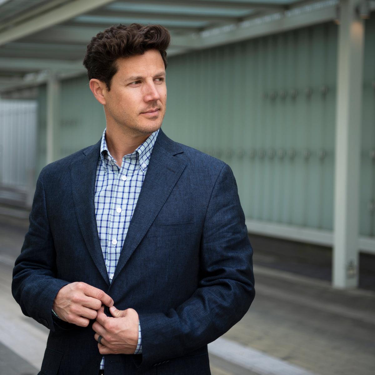 *** FINAL SALE *** Blue Indigo Linen Sport Coat