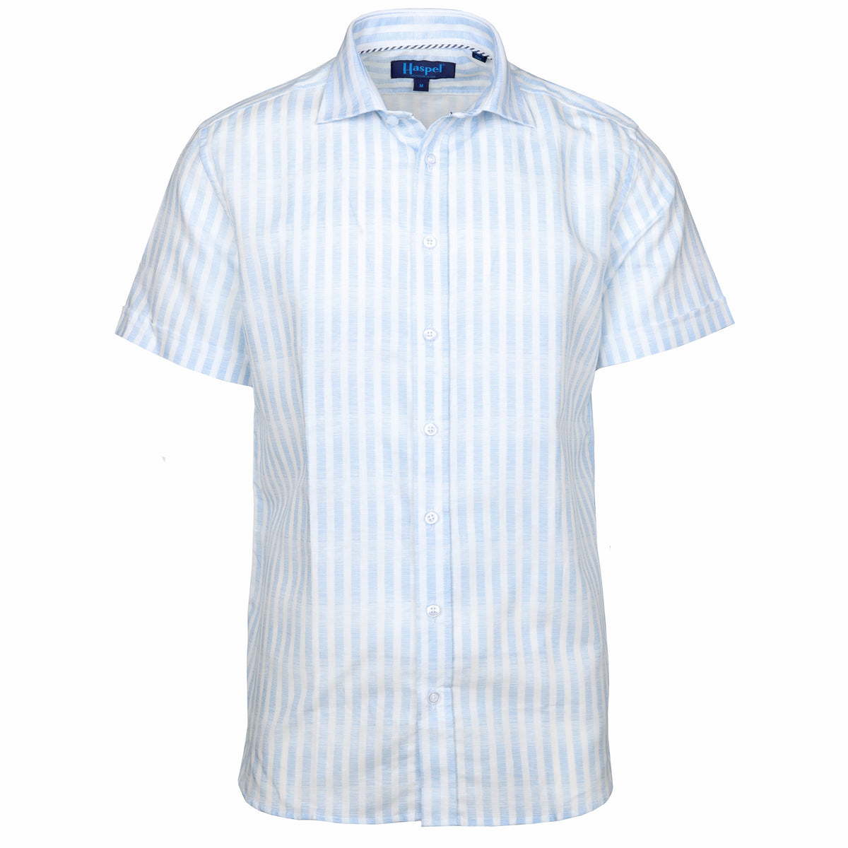 Our summer weave cotton for maximum air flow and those blue and white stripes we all know and love.  100% Cotton  •  Spread Collar  •  Short Sleeve  •  Chest Pocket  •  Machine Washable  •  Made in Italy
