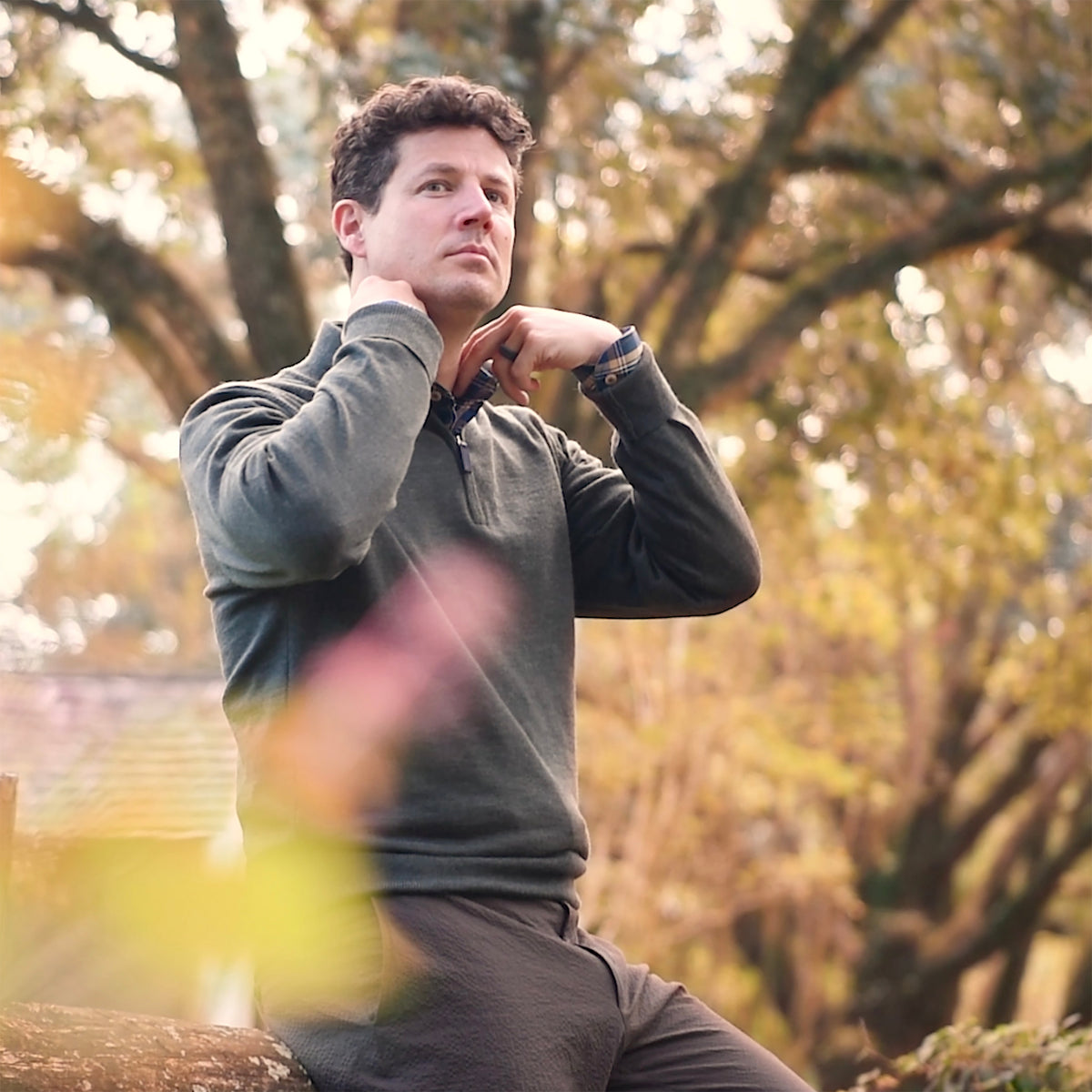 Lafayette Green Quarter Zip Sweater
