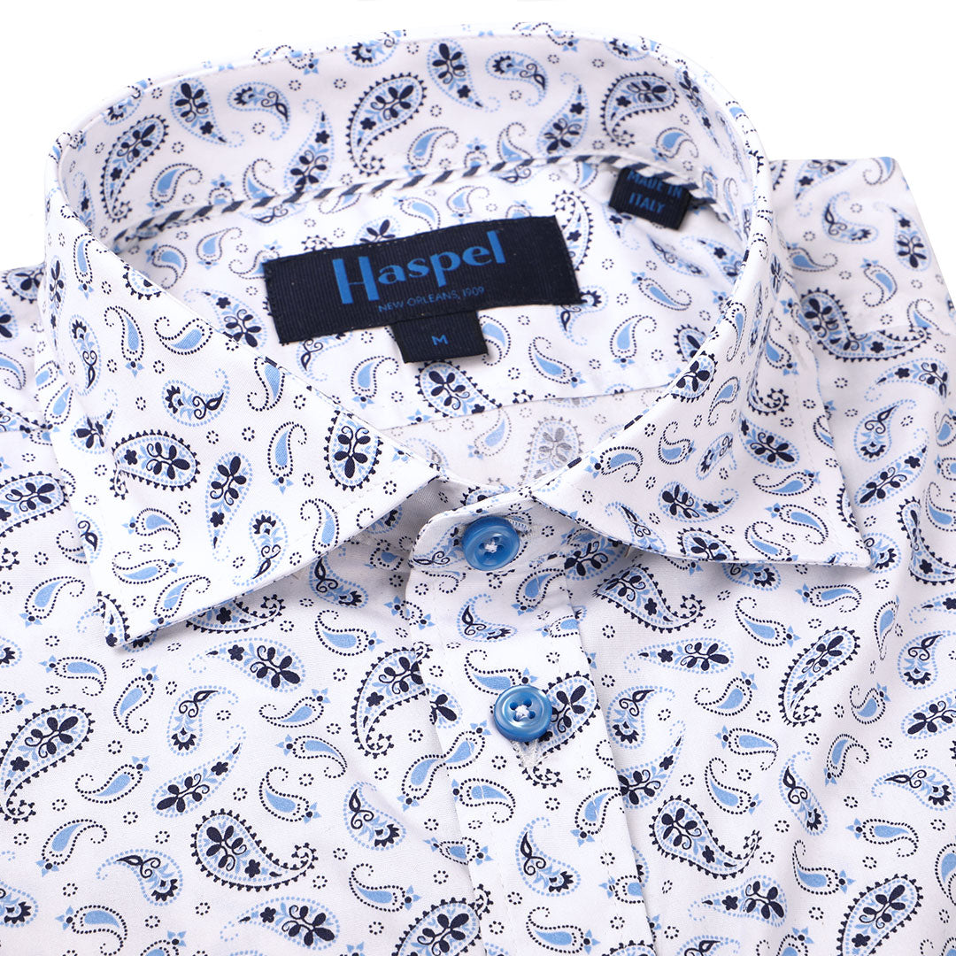 Paisley...the pattern of kings, made mini and blue casual. Understated, but never underdressed. 