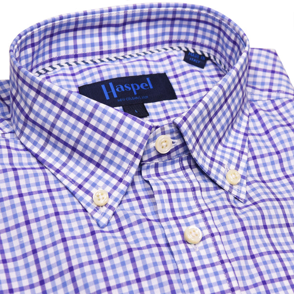 Men's Long Sleeve Shirts | Franklin Purple & White Check