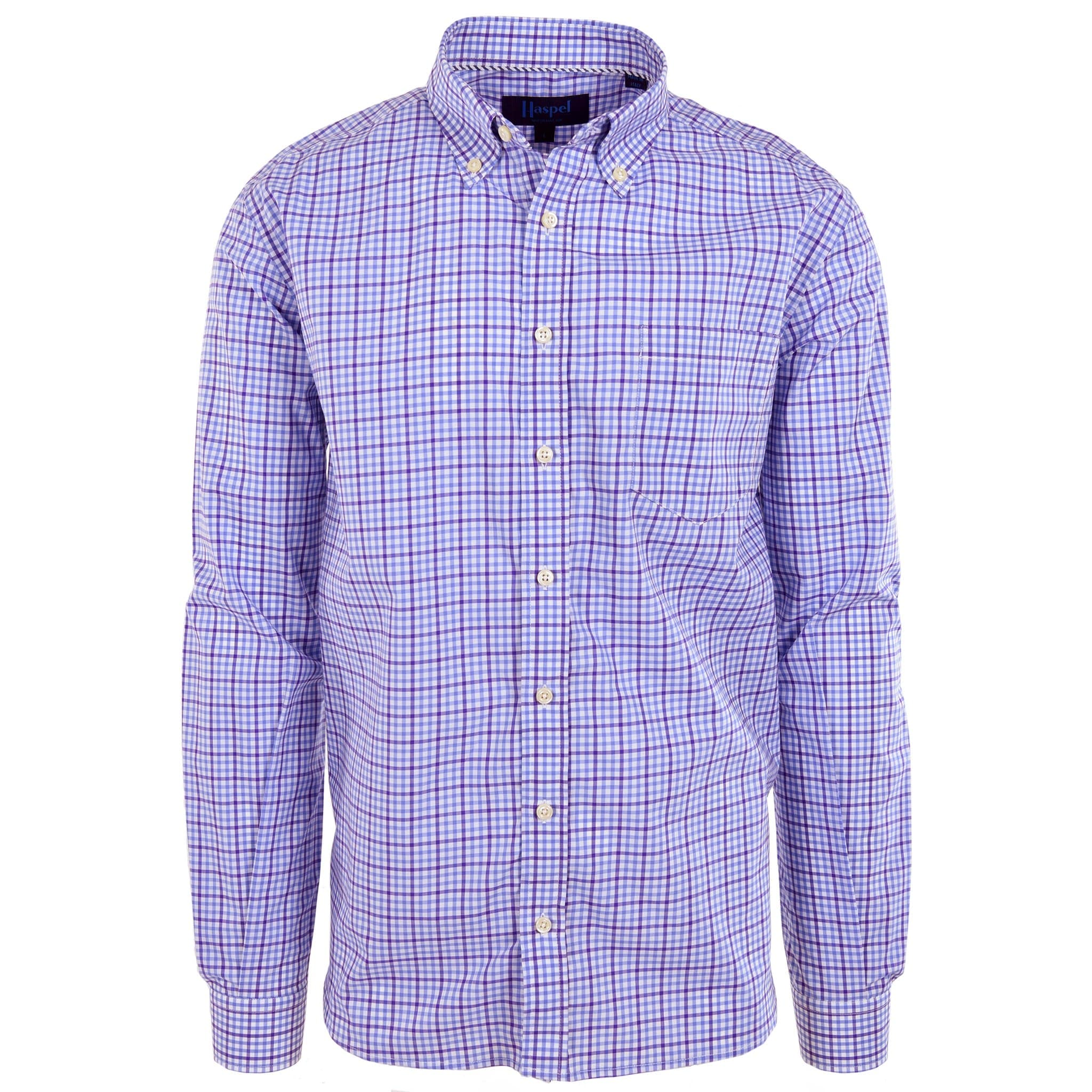 white and purple dress shirt Comfort Stretch Non-Iron Solid Dress Shirt With Contrast Trim