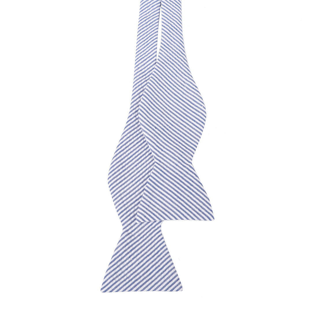 Classic Blue Un-Tied Seersucker Bow Tie
