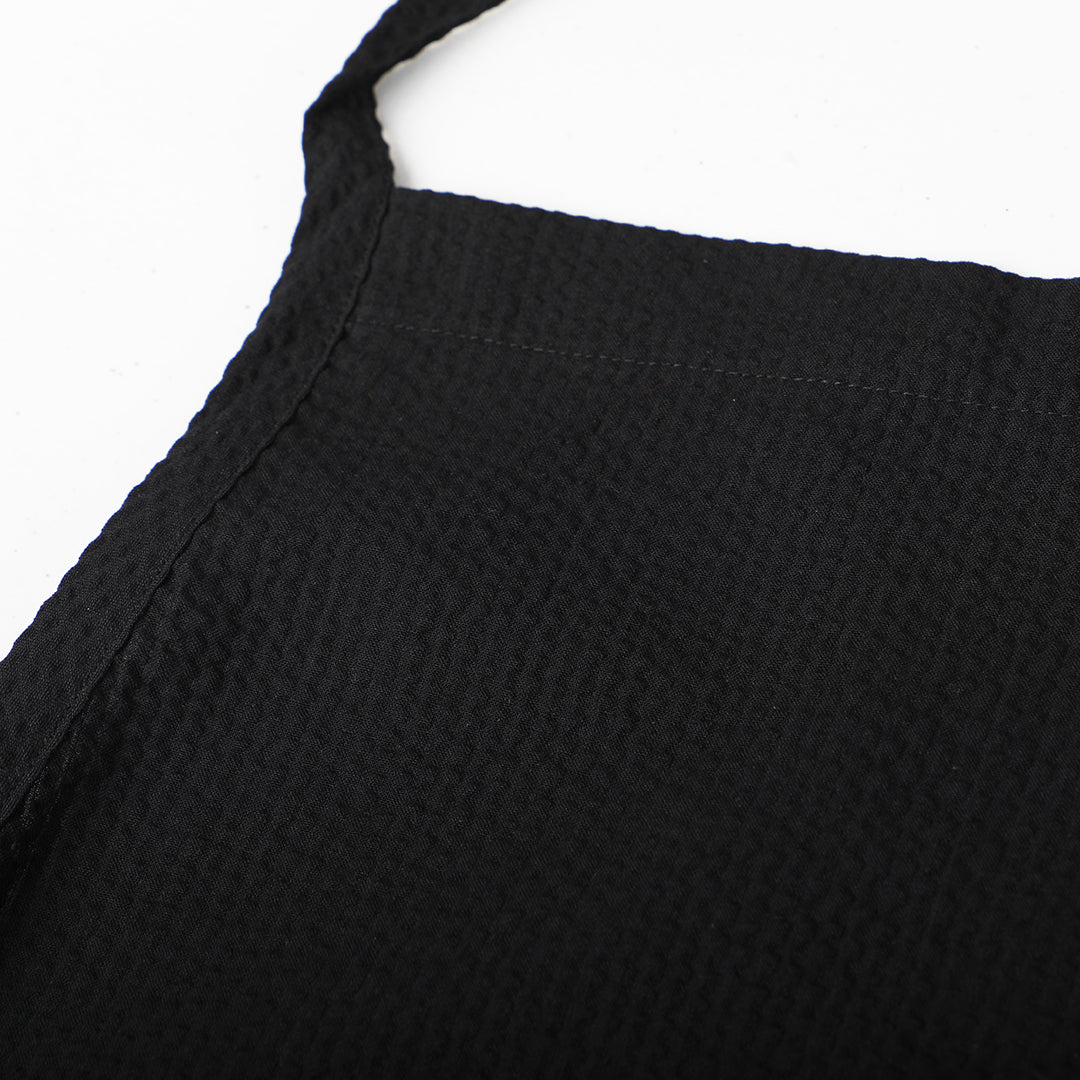 Solid Black Seersucker Apron