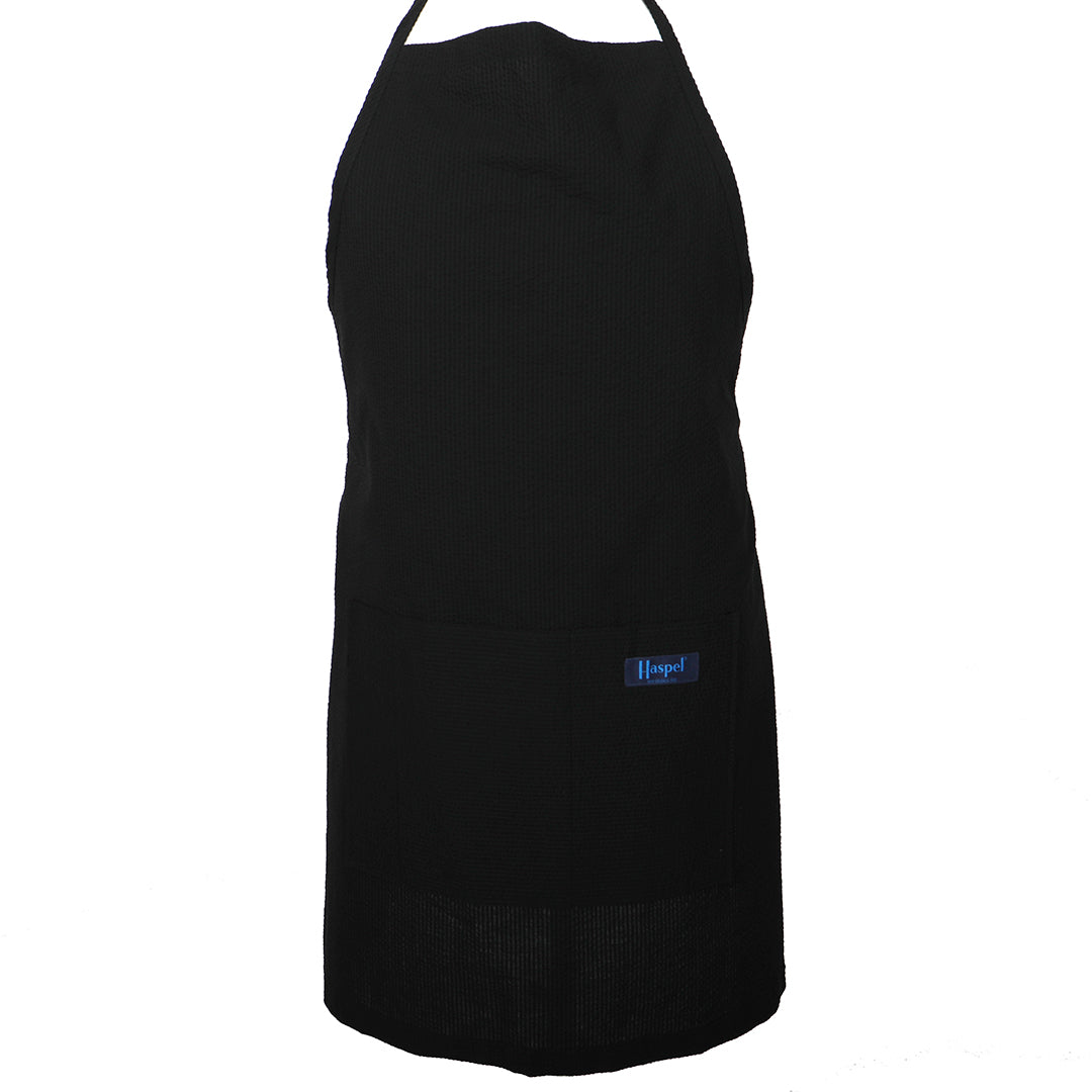 Solid Black Seersucker Apron