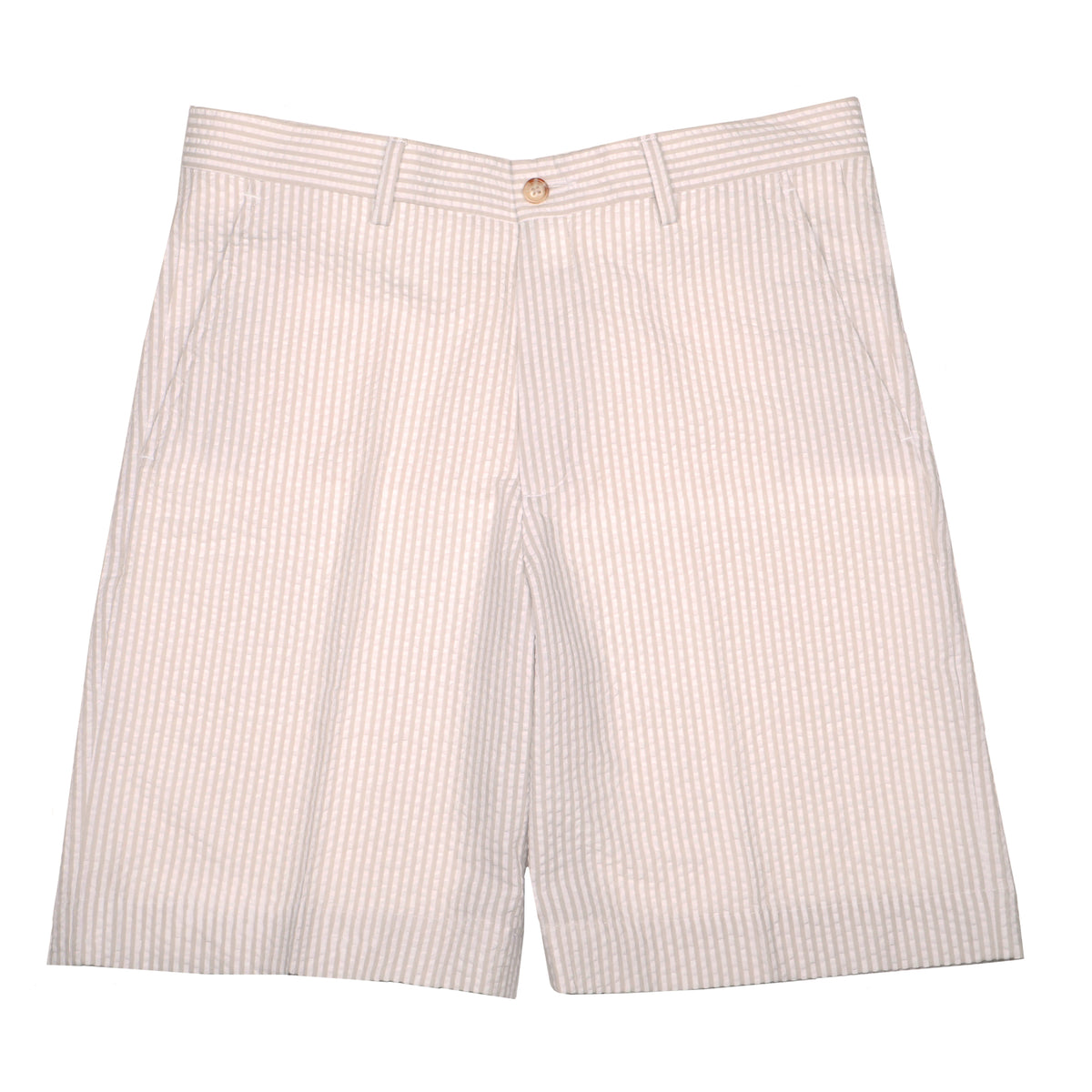 Rampart Khaki &amp; White Seersucker Shorts